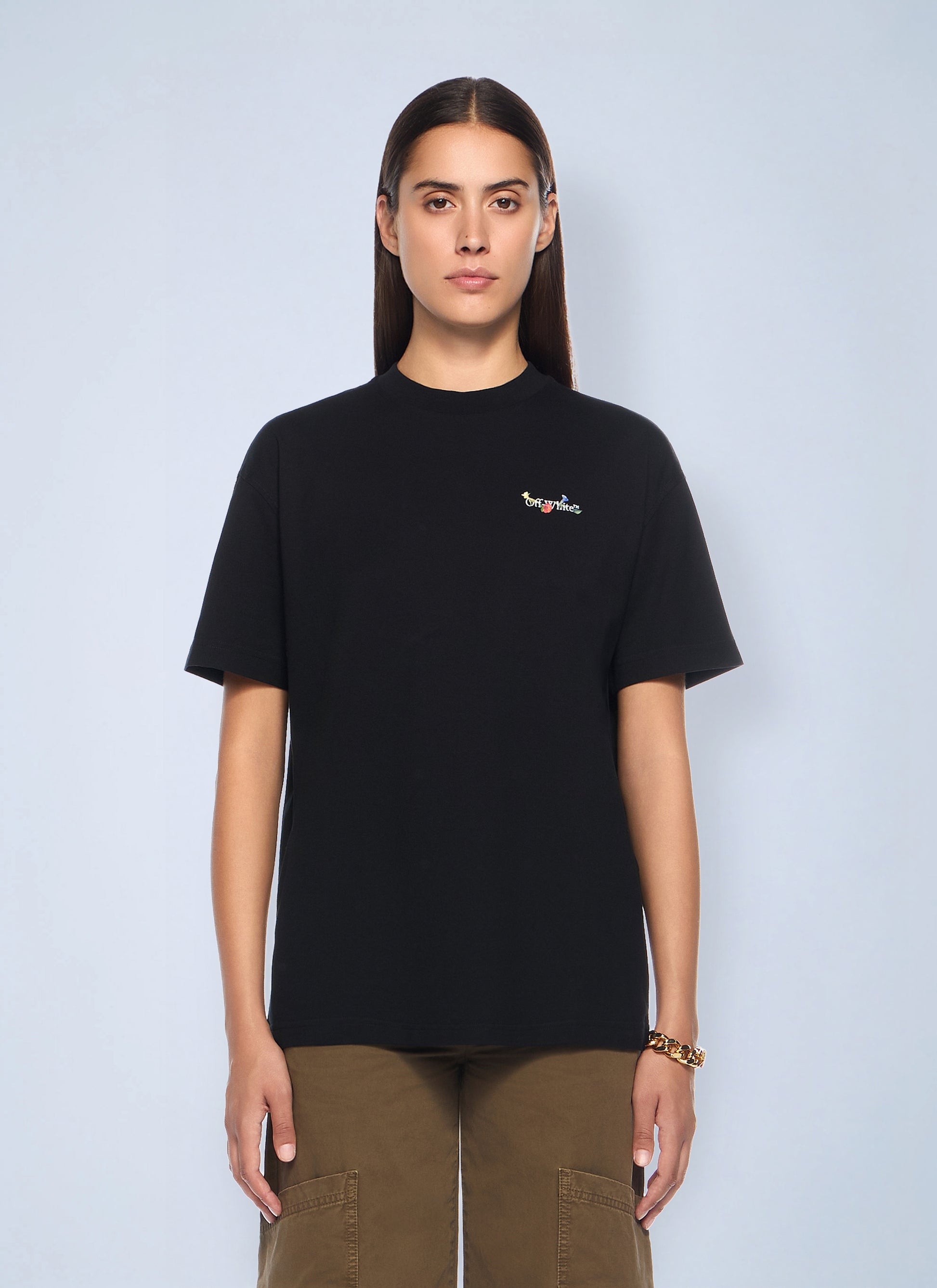 Off-White Women Arrow Glass Flower Regular Logo T-Shirt OFF-WHITE
