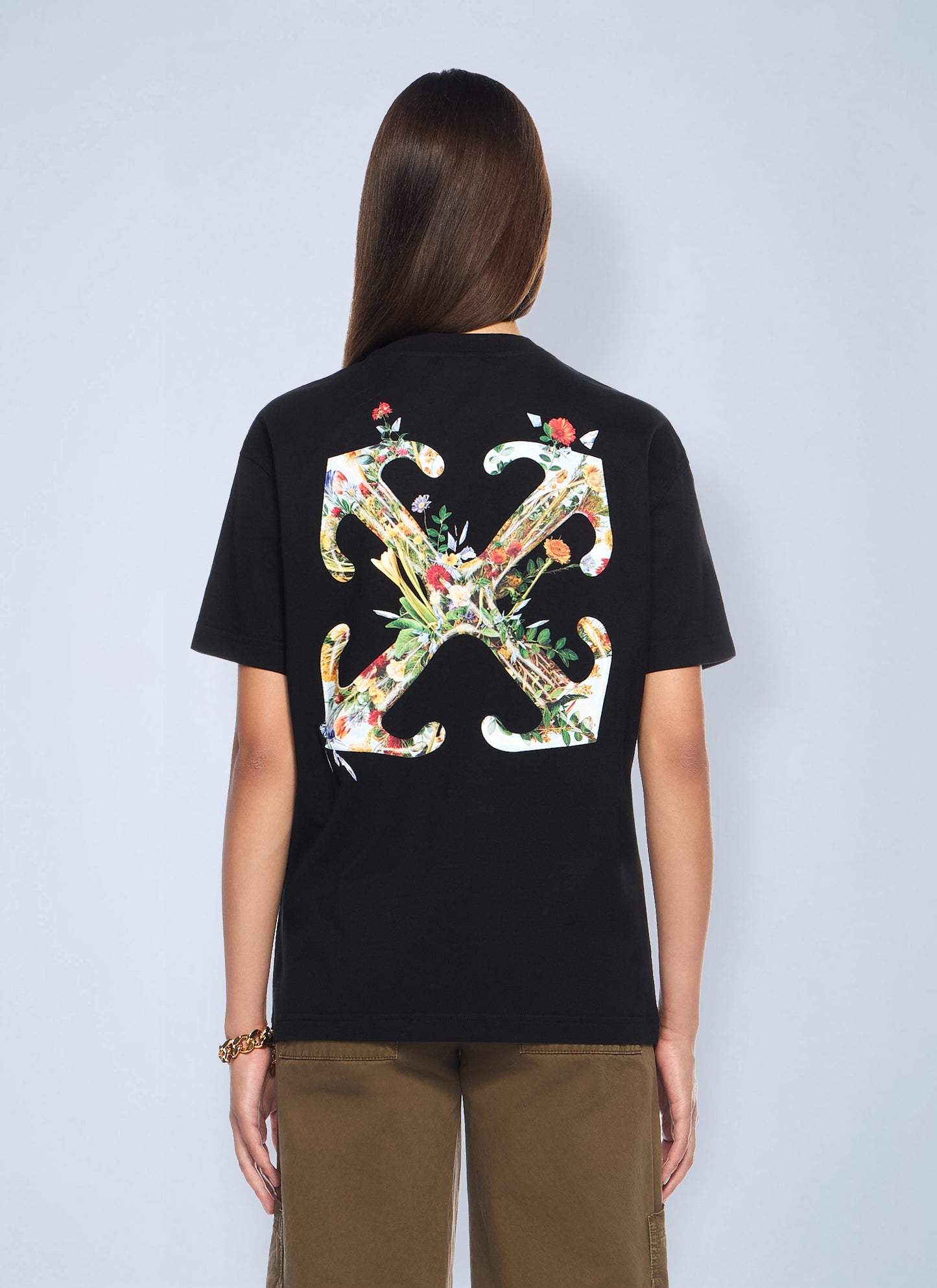 Off-White Women Arrow Glass Flower Regular Logo T-Shirt OFF-WHITE