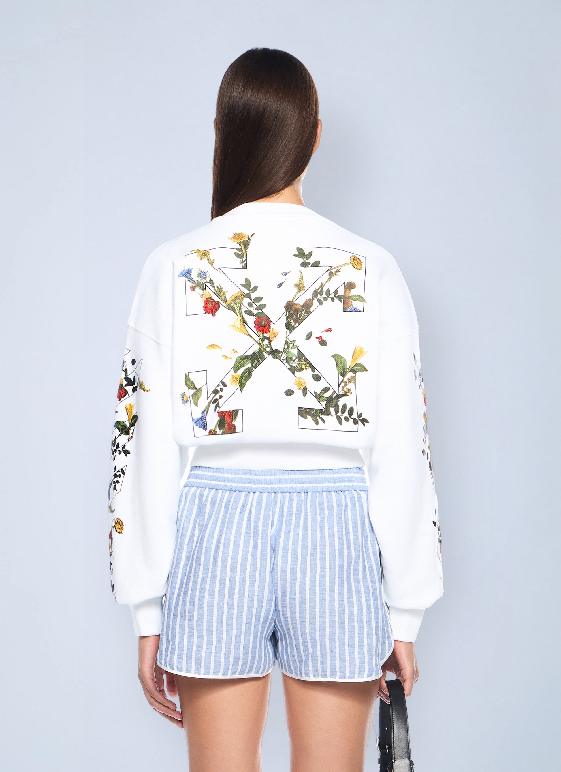 Off-White Women Arrow Flowers Crop Crew Logo Sweatshirt OFF-WHITE