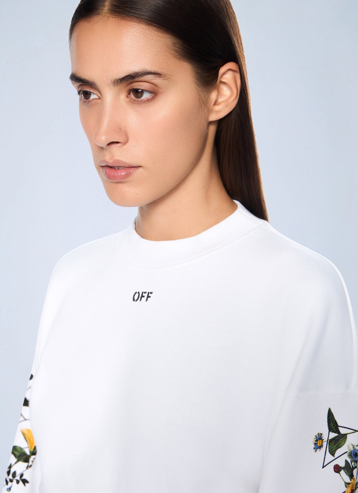 Off-White Women Arrow Flowers Crop Crew Logo Sweatshirt OFF-WHITE