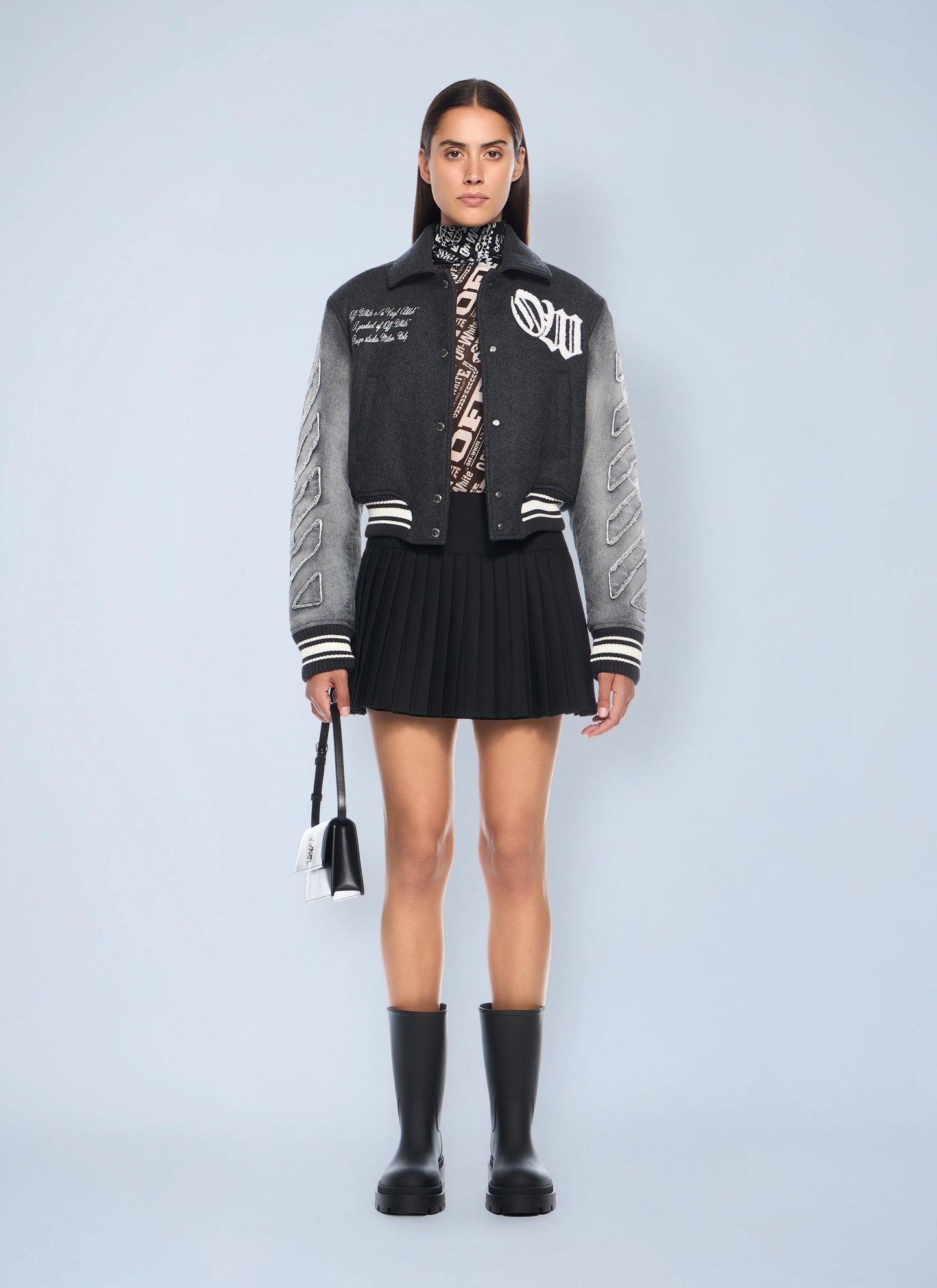 Off-White Women Big Bookish Logo Pleated Skirt OFF-WHITE