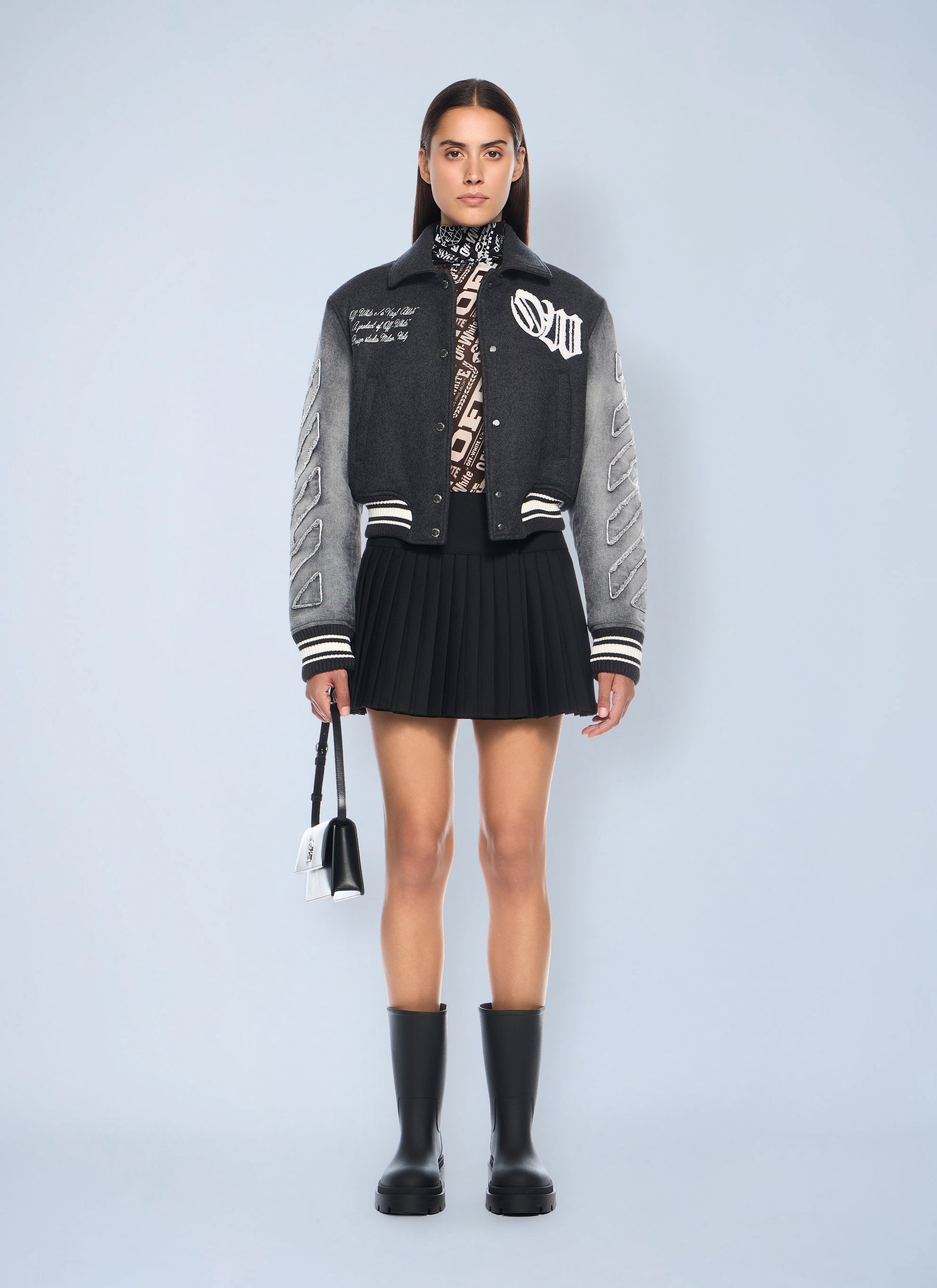 Off-White Women Big Bookish Logo Pleated Skirt OFF-WHITE