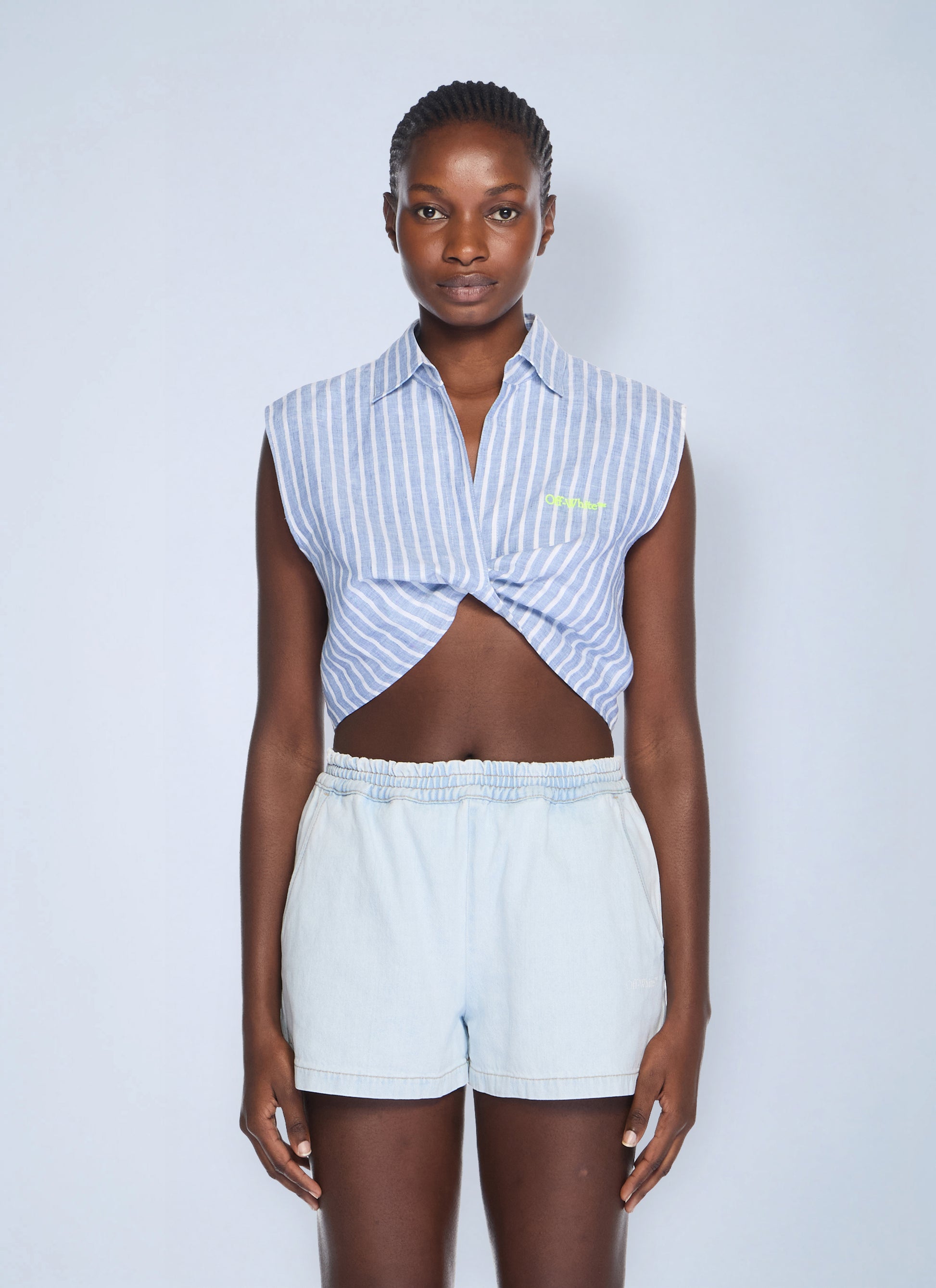 Off-White Women Striped Sleeveless Shirt OFF-WHITE