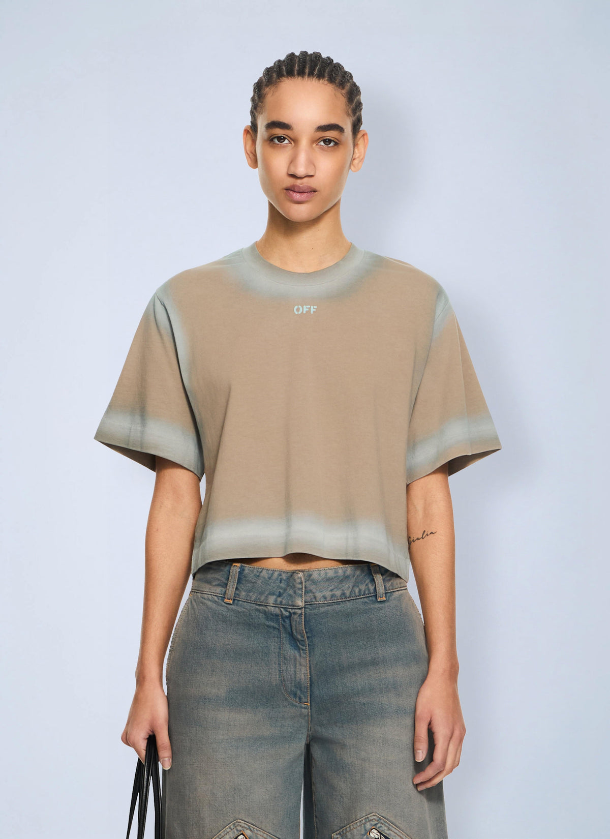 Off-White Women Spray Off Stamp Crop T-Shirt OFF-WHITE