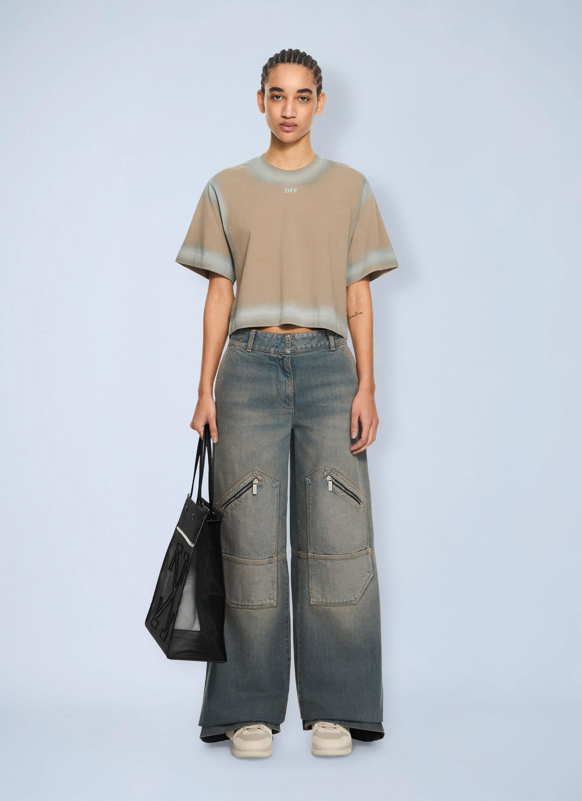 Off-White Women Spray Off Stamp Crop T-Shirt OFF-WHITE