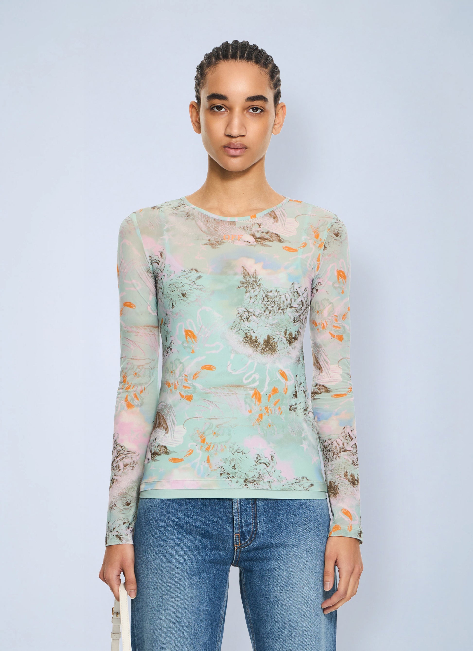 Off-White Women Light Jersey Storytelling Double Top OFF-WHITE