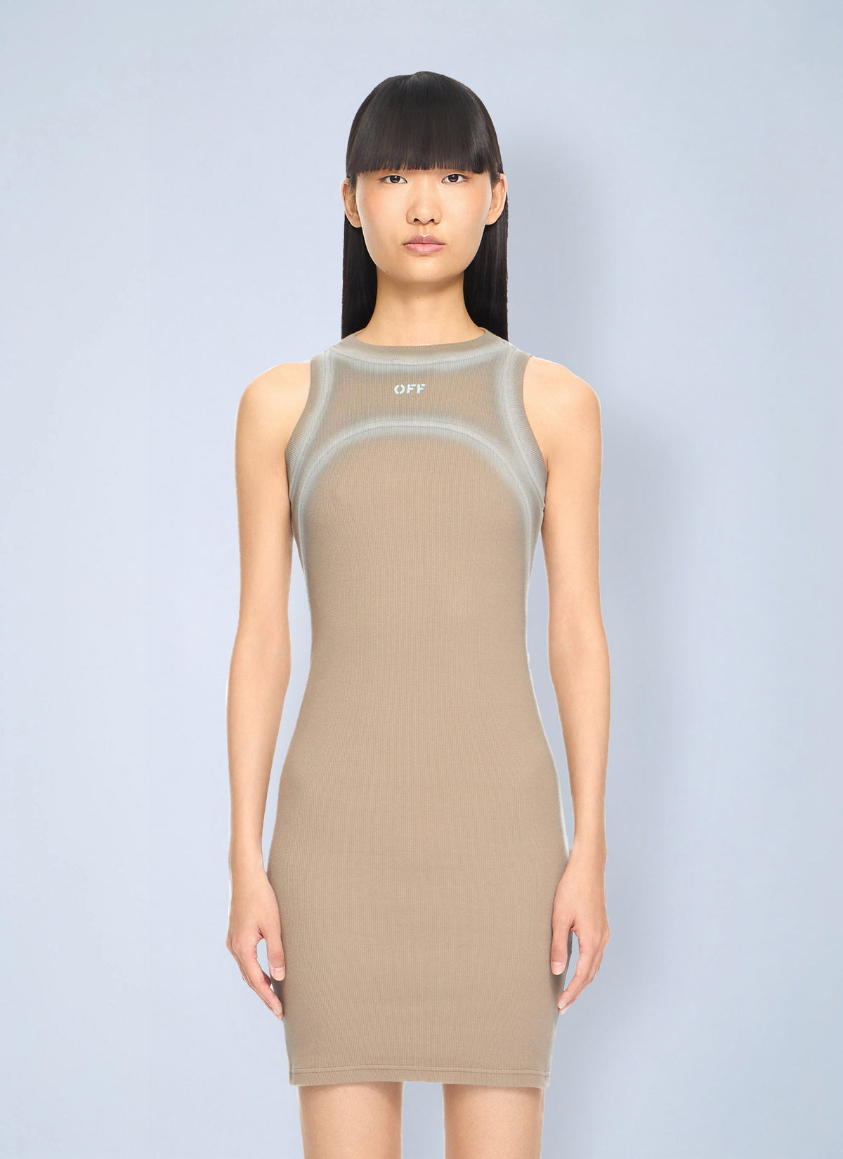 Off-White Women Spray Off Stamp Ribbed Round Dress OFF-WHITE