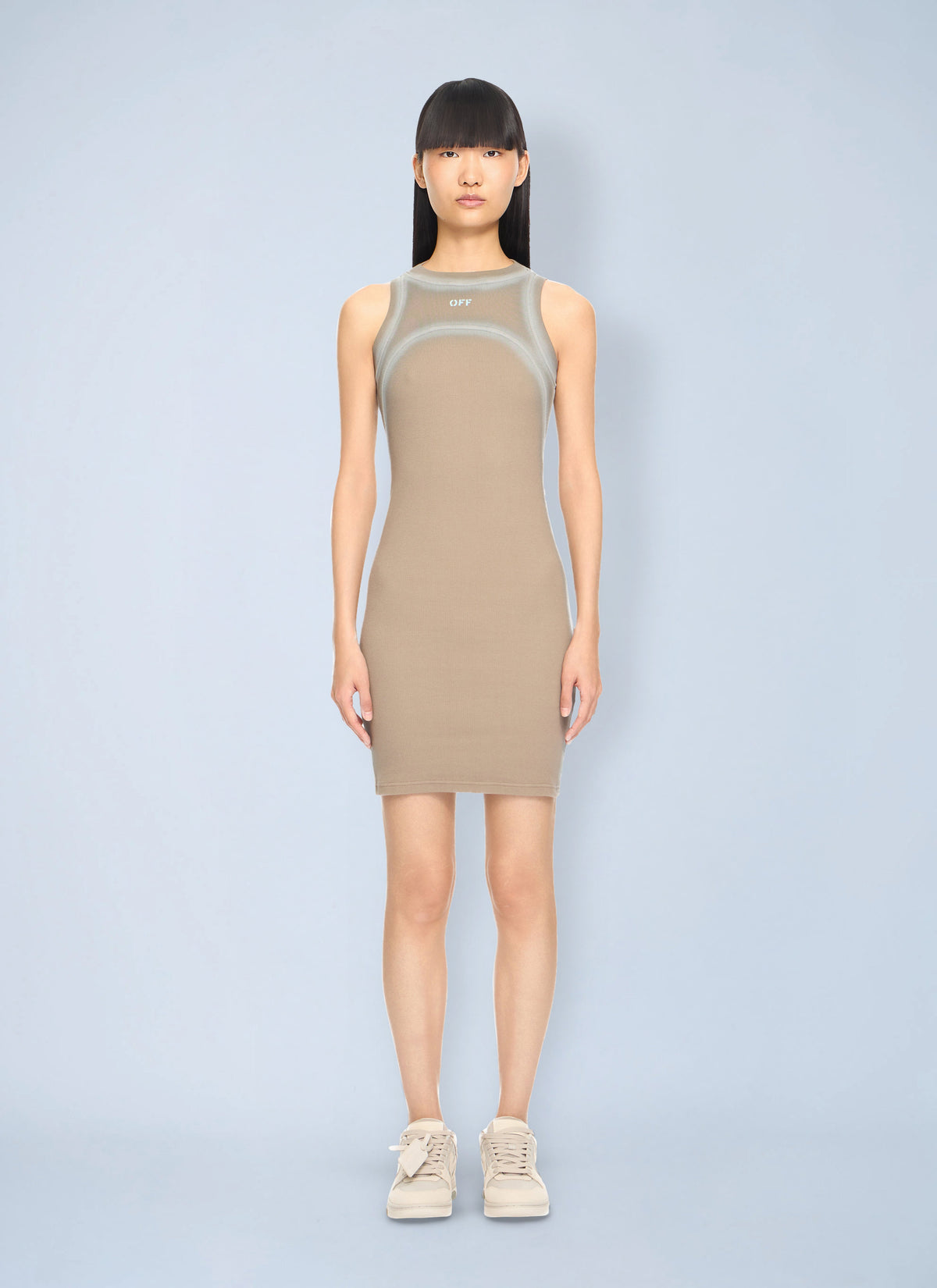 Off-White Women Spray Off Stamp Ribbed Round Dress OFF-WHITE