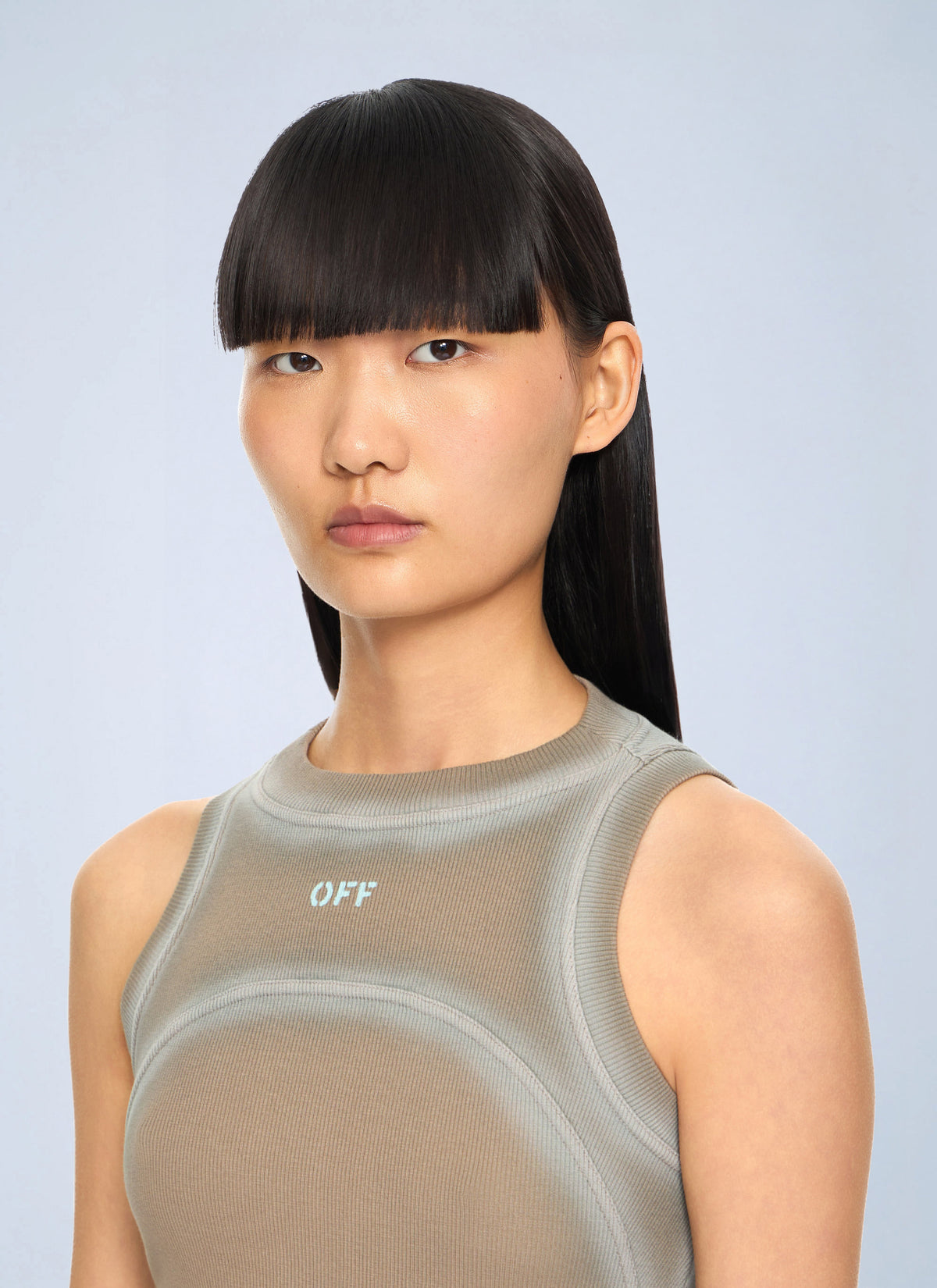 Off-White Women Spray Off Stamp Ribbed Round Dress OFF-WHITE