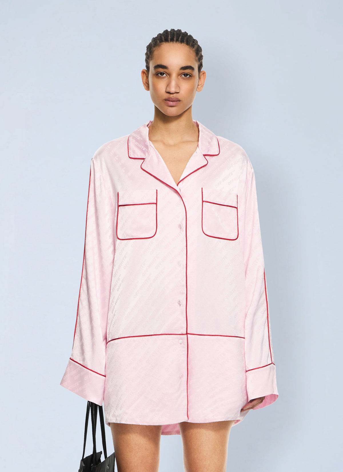 Off-White Women Jacquard Off-White Satin New Roxy Pajama Dress OFF-WHITE