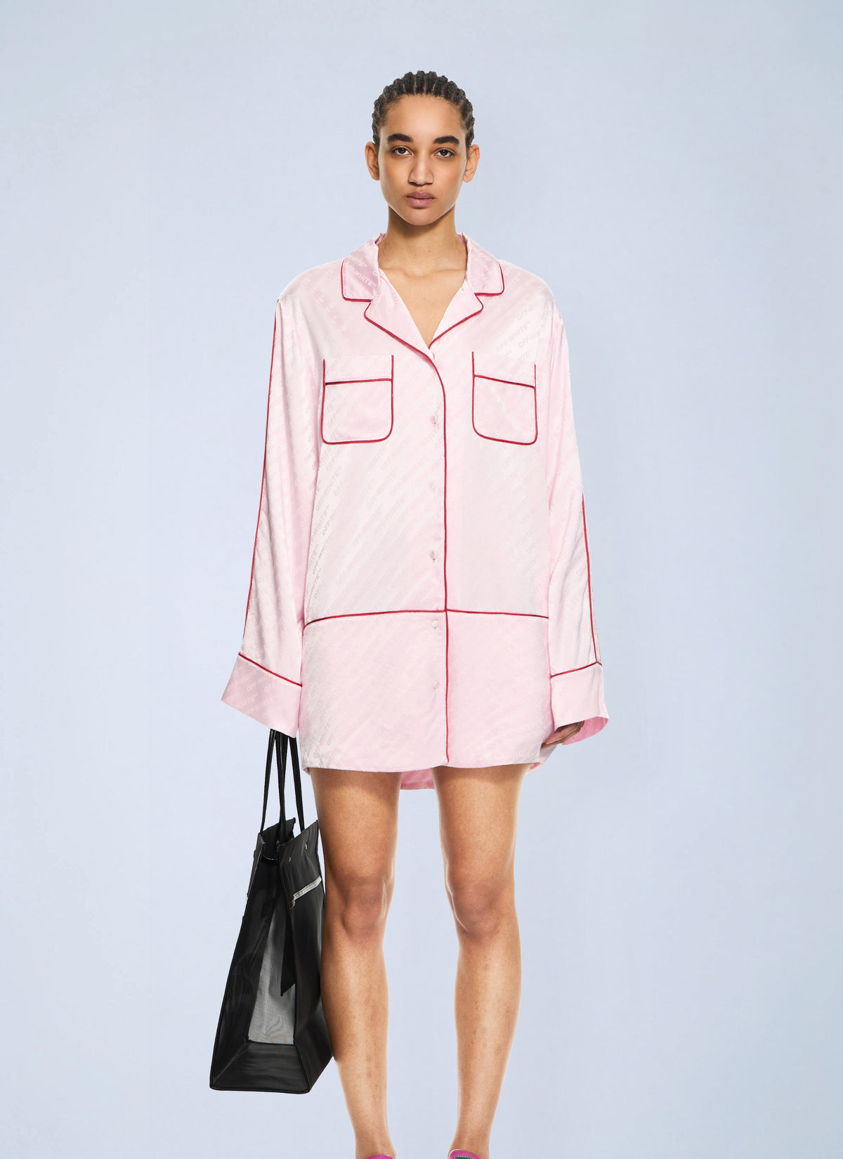 Off-White Women Jacquard Off-White Satin New Roxy Pajama Dress OFF-WHITE