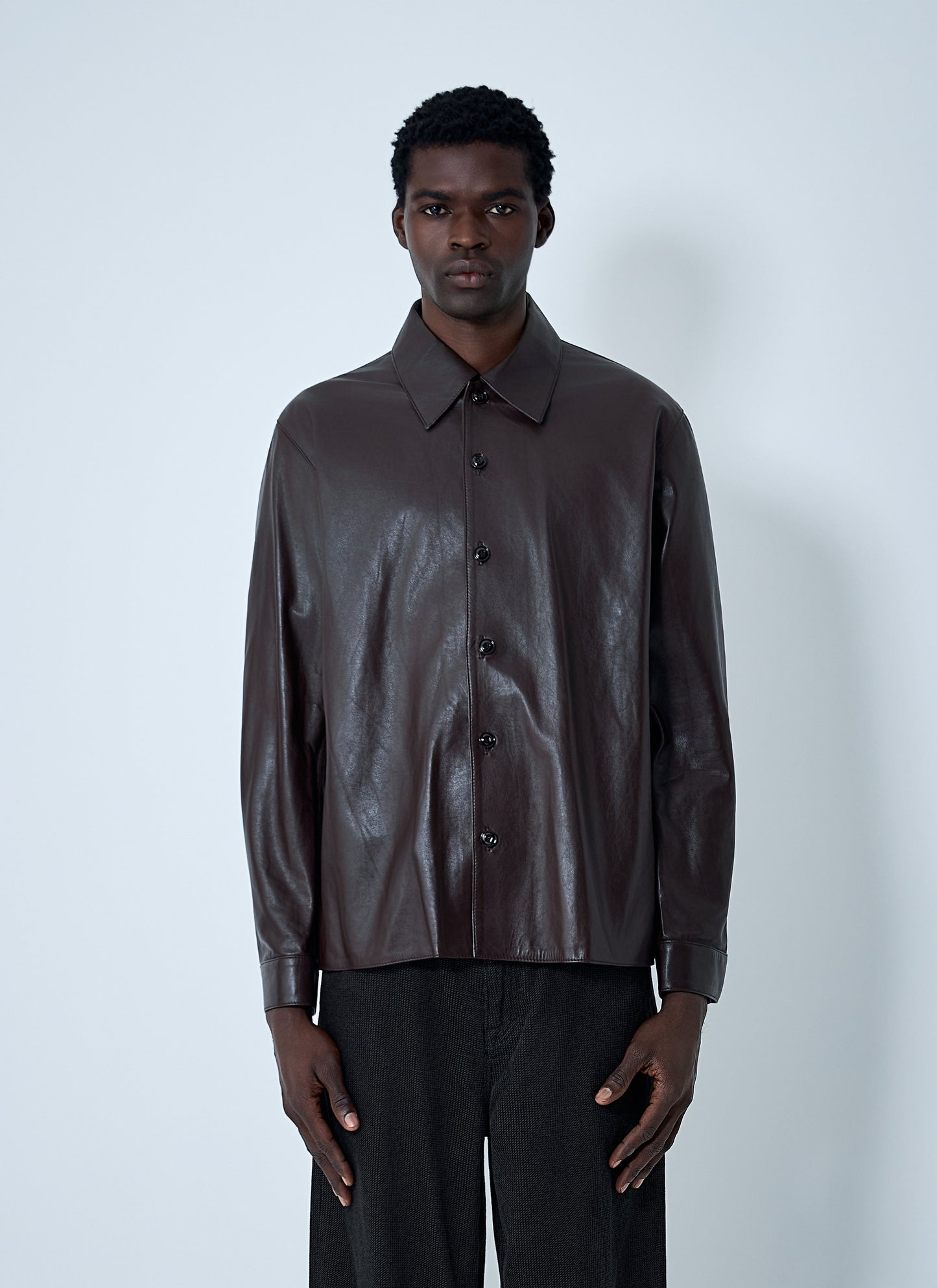 Our Legacy Men Leather Shirt OUR LEGACY