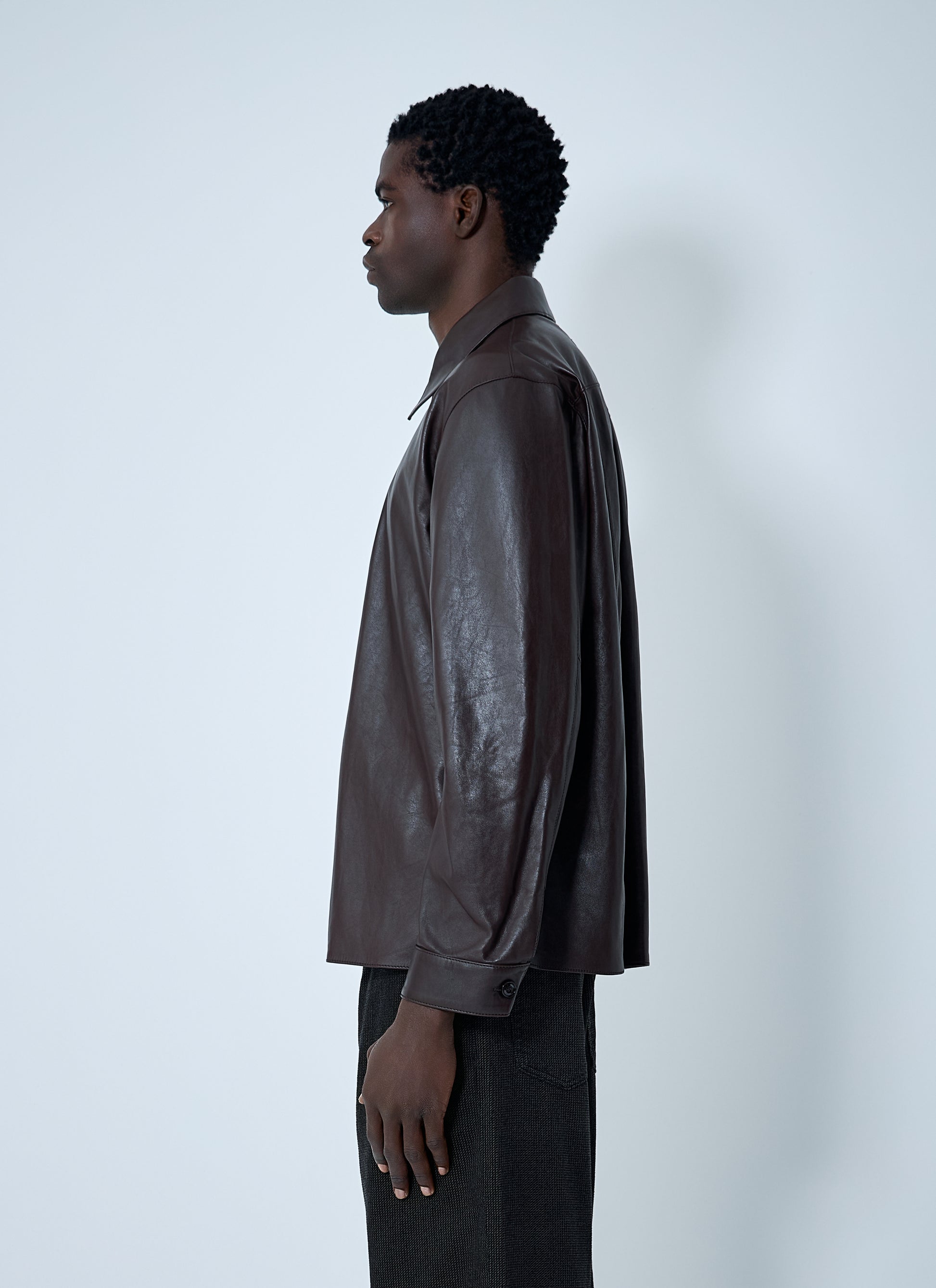 Our Legacy Men Leather Shirt OUR LEGACY