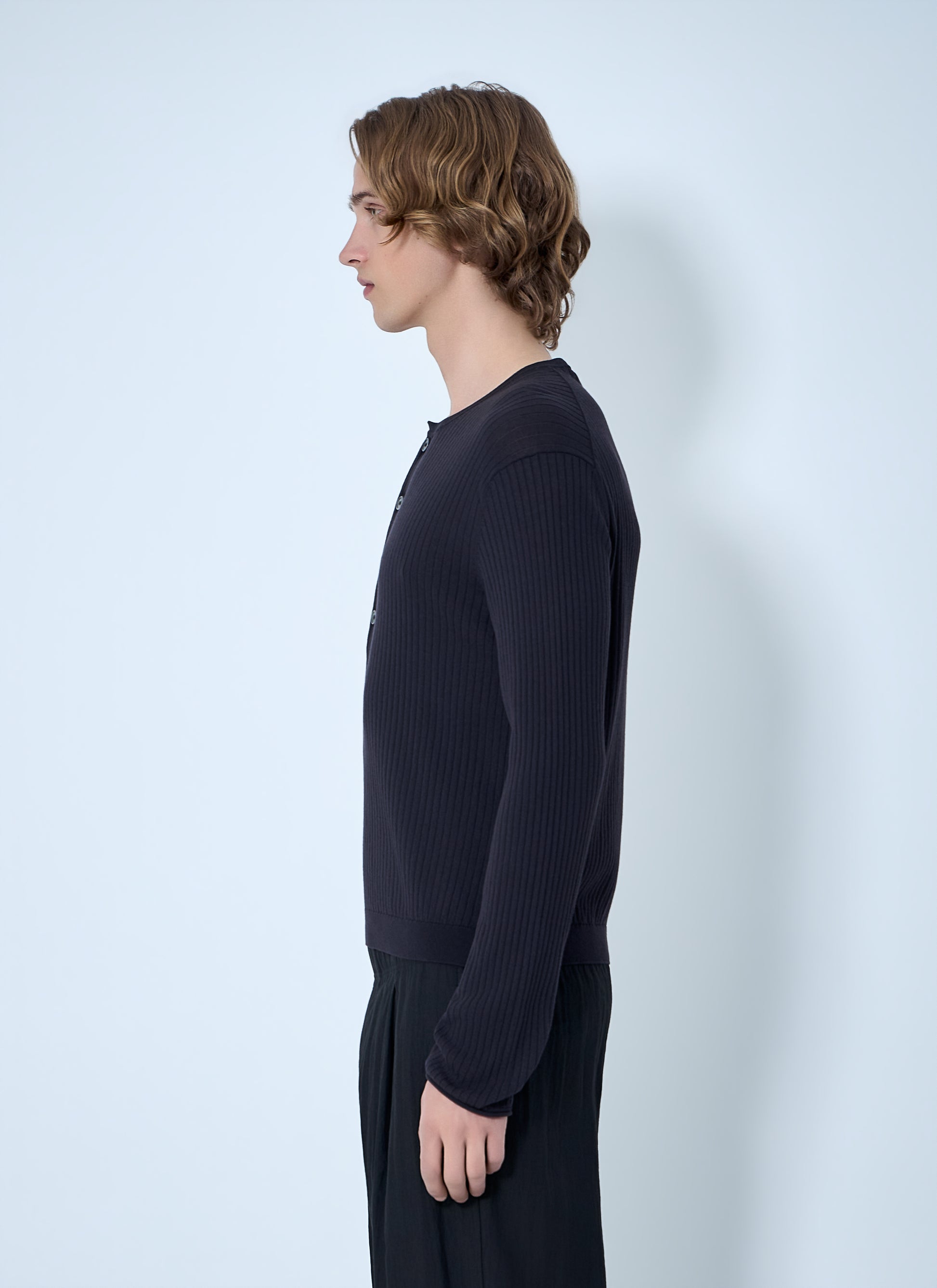 Our Legacy Men Fine Knit Cotton Crepe Henley OUR LEGACY