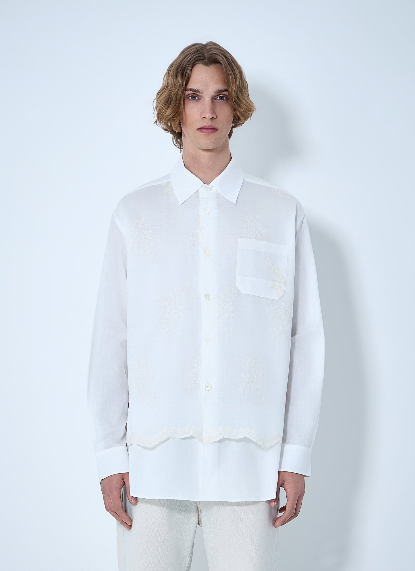 Our Legacy Men Embroidered Cotton Poplin Shirt OUR LEGACY