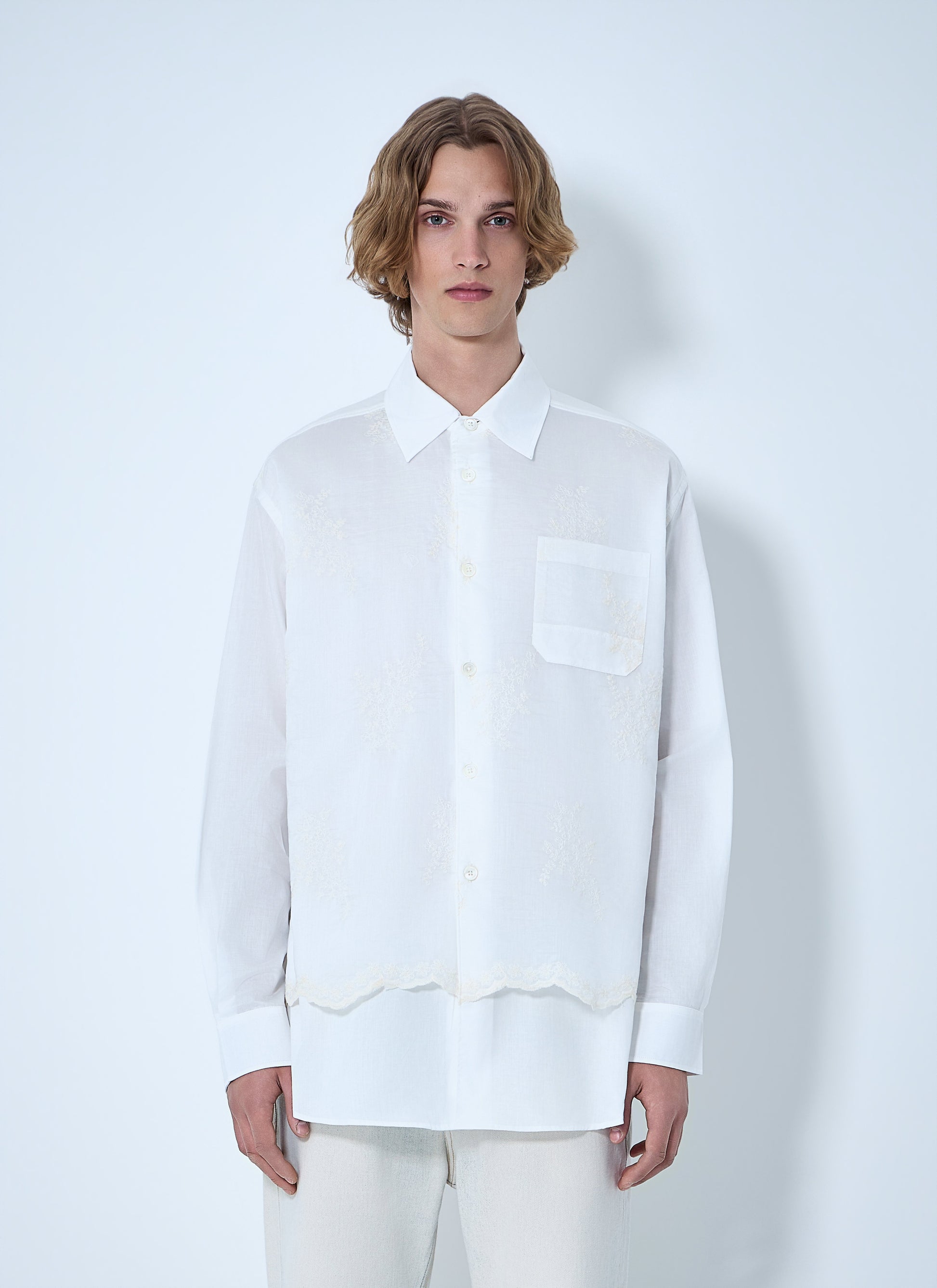 Our Legacy Men Embroidered Cotton Poplin Shirt OUR LEGACY