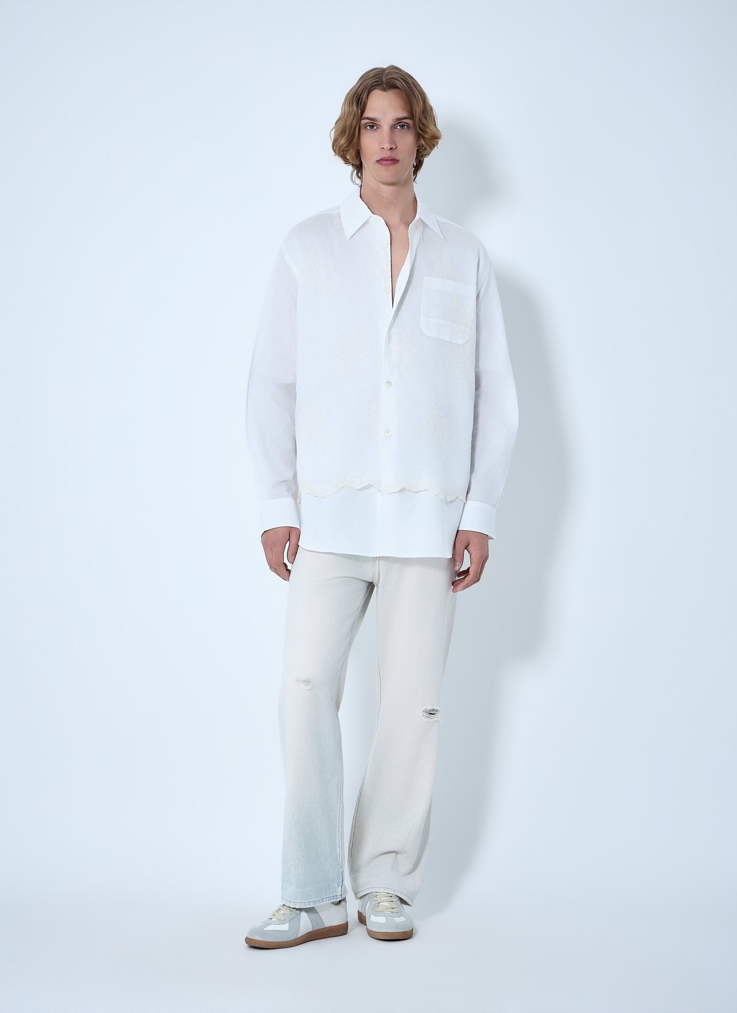 Our Legacy Men Embroidered Cotton Poplin Shirt OUR LEGACY
