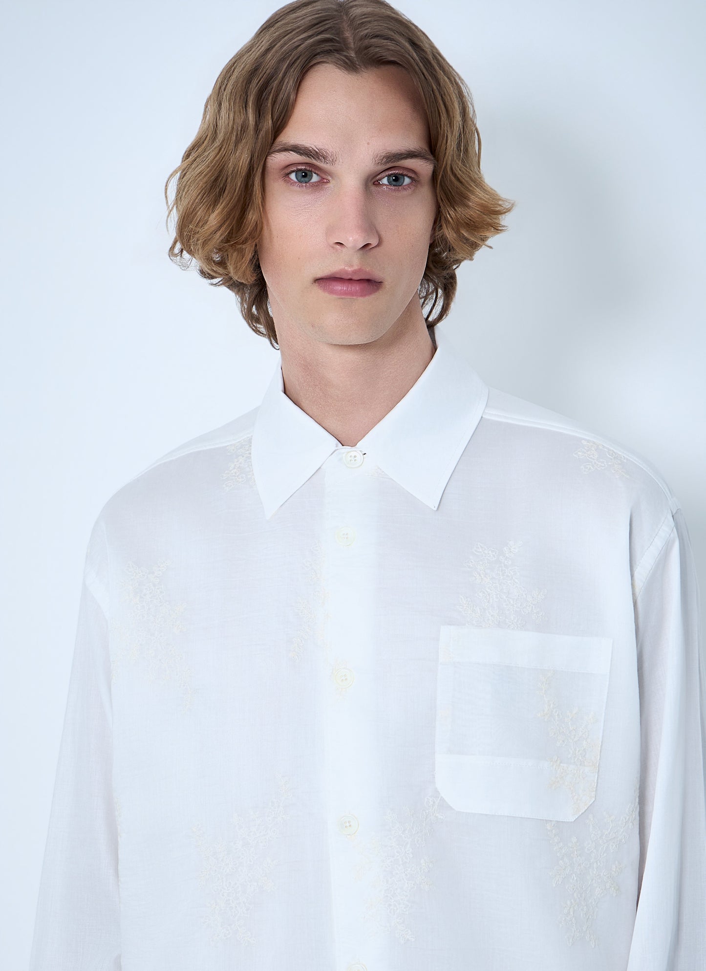 Our Legacy Men Embroidered Cotton Poplin Shirt OUR LEGACY