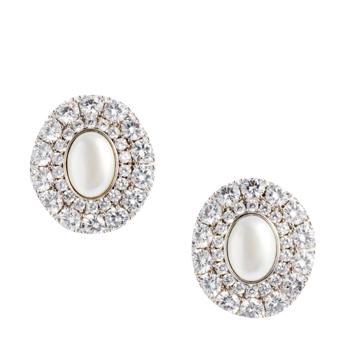 Self Portrait Women Oval Crystal Pearl Earrings SELF-PORTRAIT