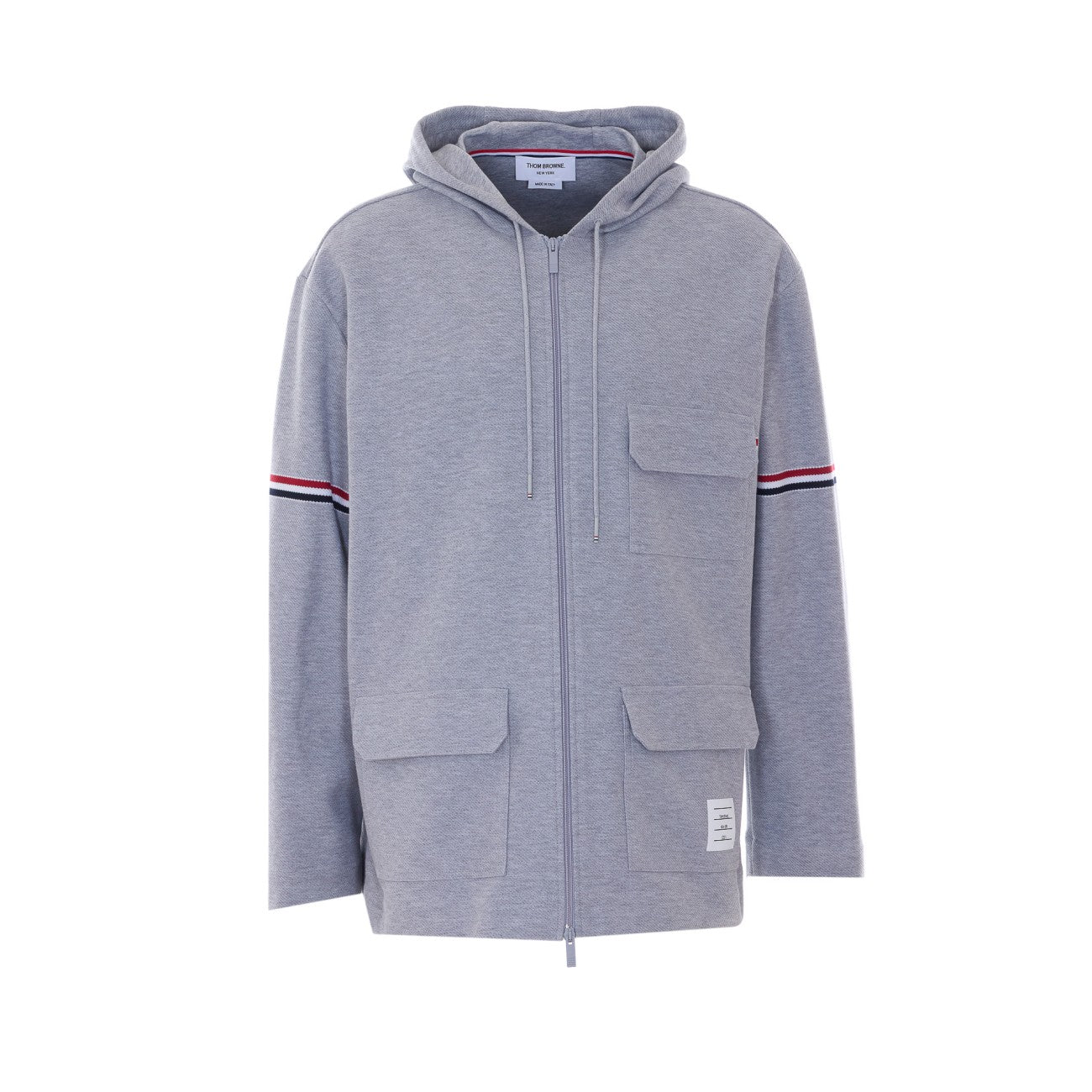 Thom Browne Men Oversize Zip Up Parka With Stripes Logo THOM BROWNE