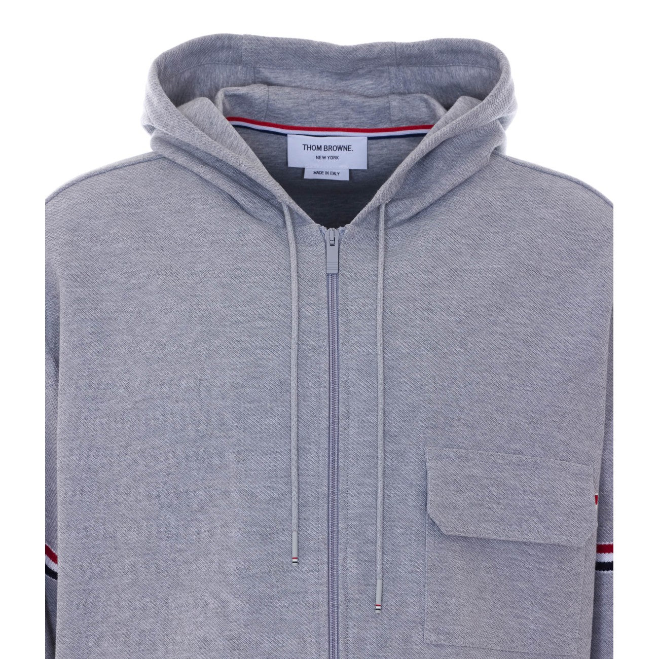 Thom Browne Men Oversize Zip Up Parka With Stripes Logo THOM BROWNE