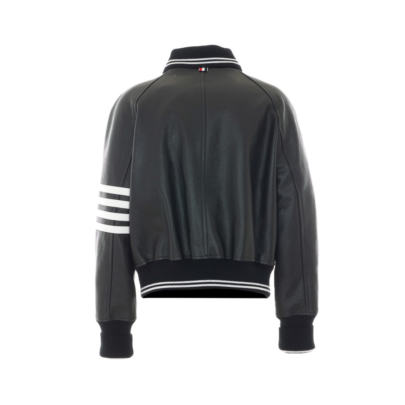 Thom Browne Men Oversized Leather Bomber With 4-Bar THOM BROWNE