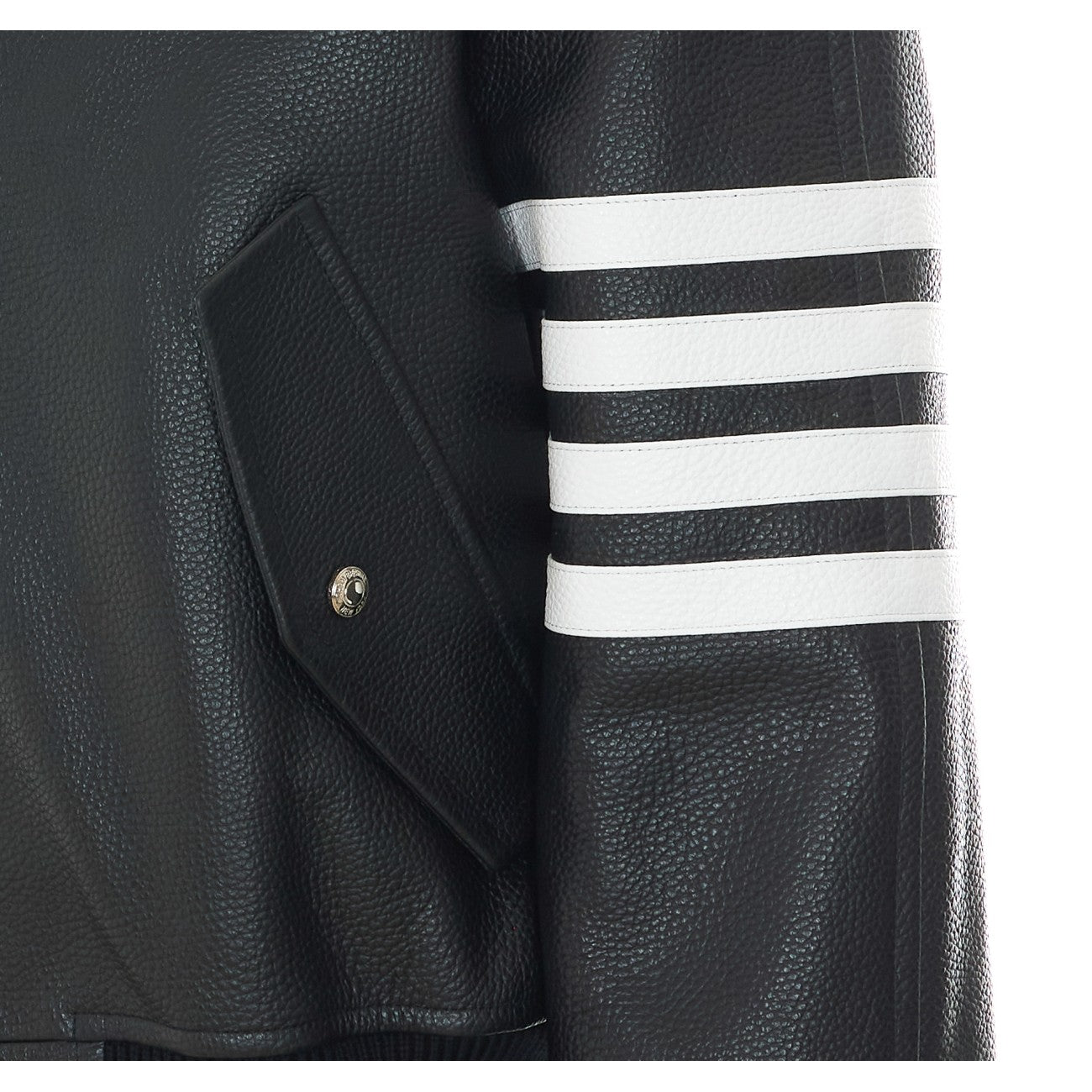 Thom Browne Men Oversized Leather Bomber With 4-Bar THOM BROWNE