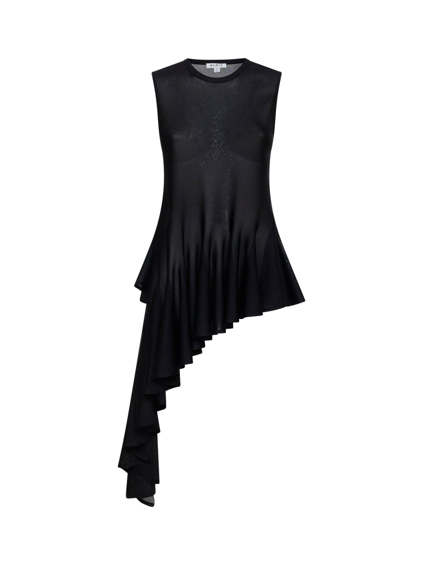 Alaïa Women Black Viscose Knit Asymmetric Godet Top ALAIA