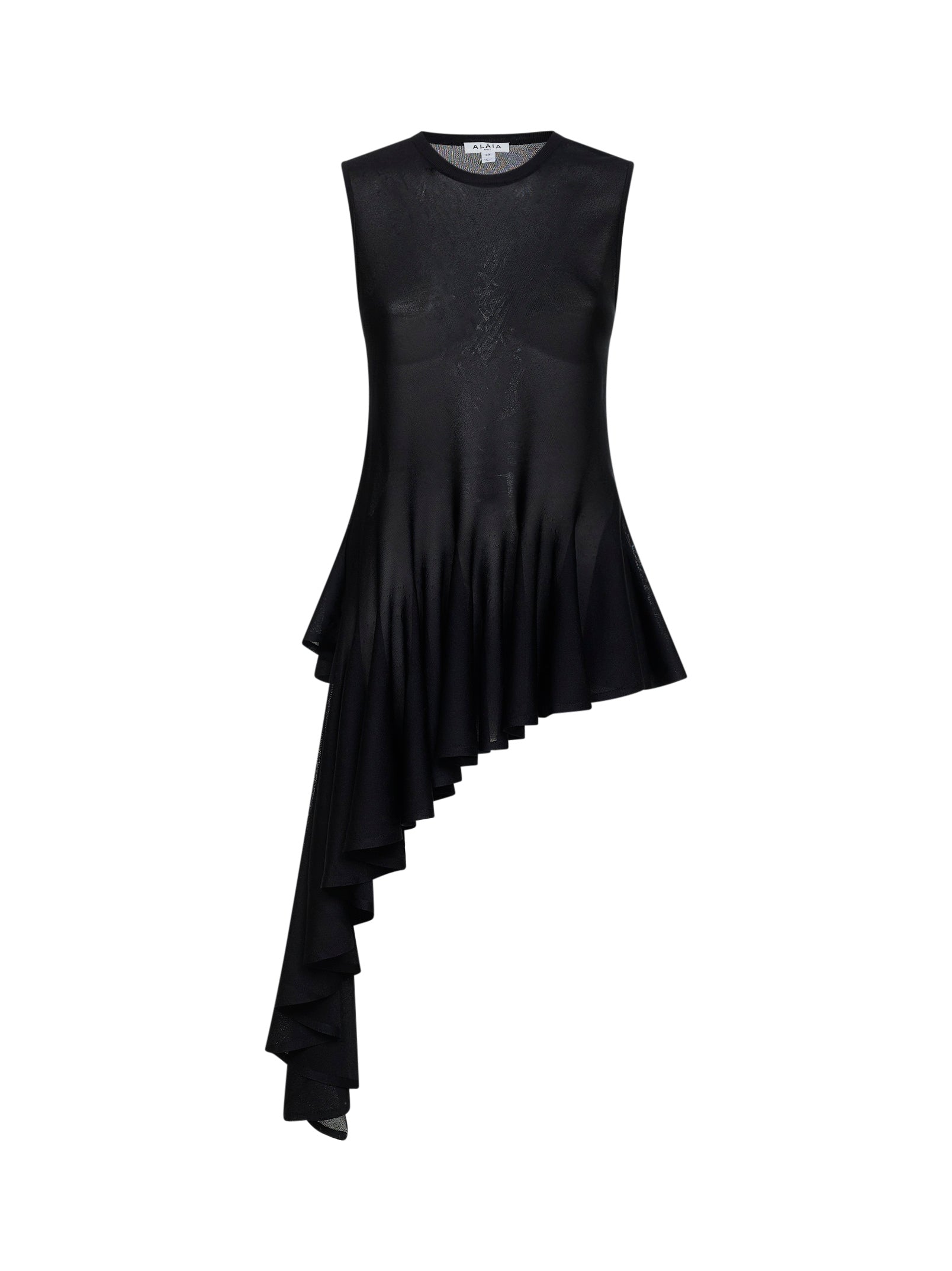 Alaïa Women Black Viscose Knit Asymmetric Godet Top ALAIA