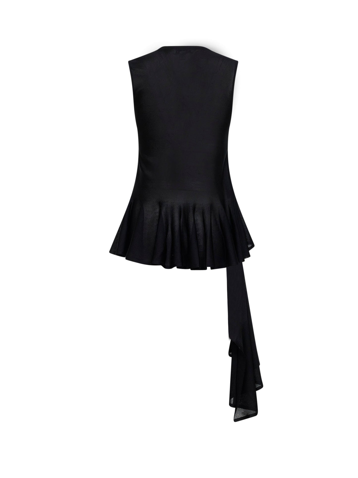Alaïa Women Black Viscose Knit Asymmetric Godet Top ALAIA