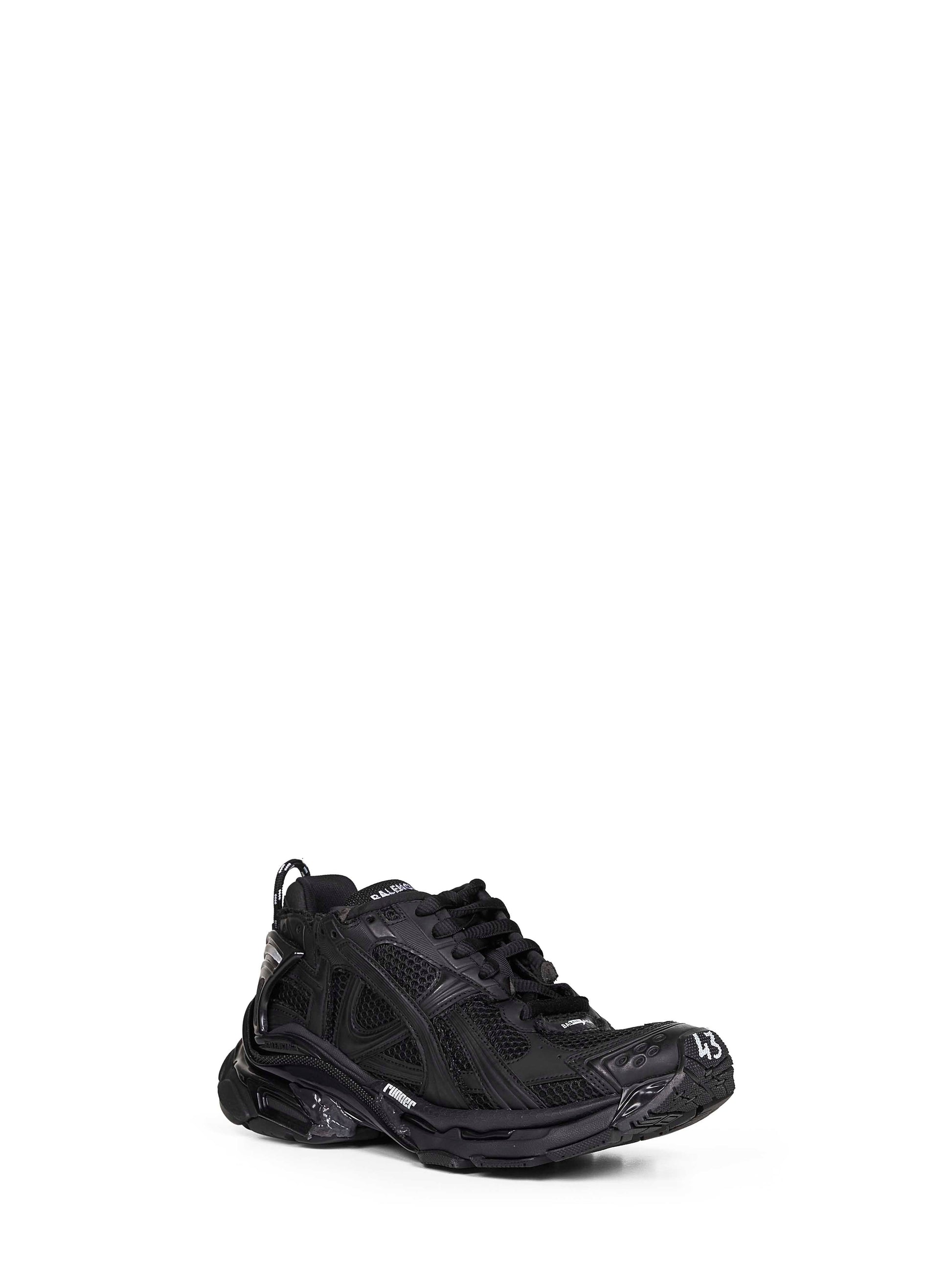Balenciaga Men Matte Black Mesh And Nylon Runner Sneakers BALENCIAGA