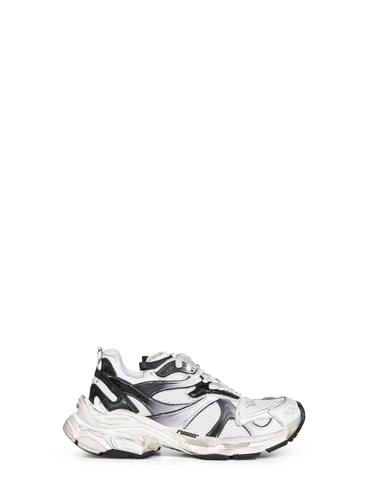 Balenciaga Men White And Black Mesh And Nylon Runner Sneakers BALENCIAGA