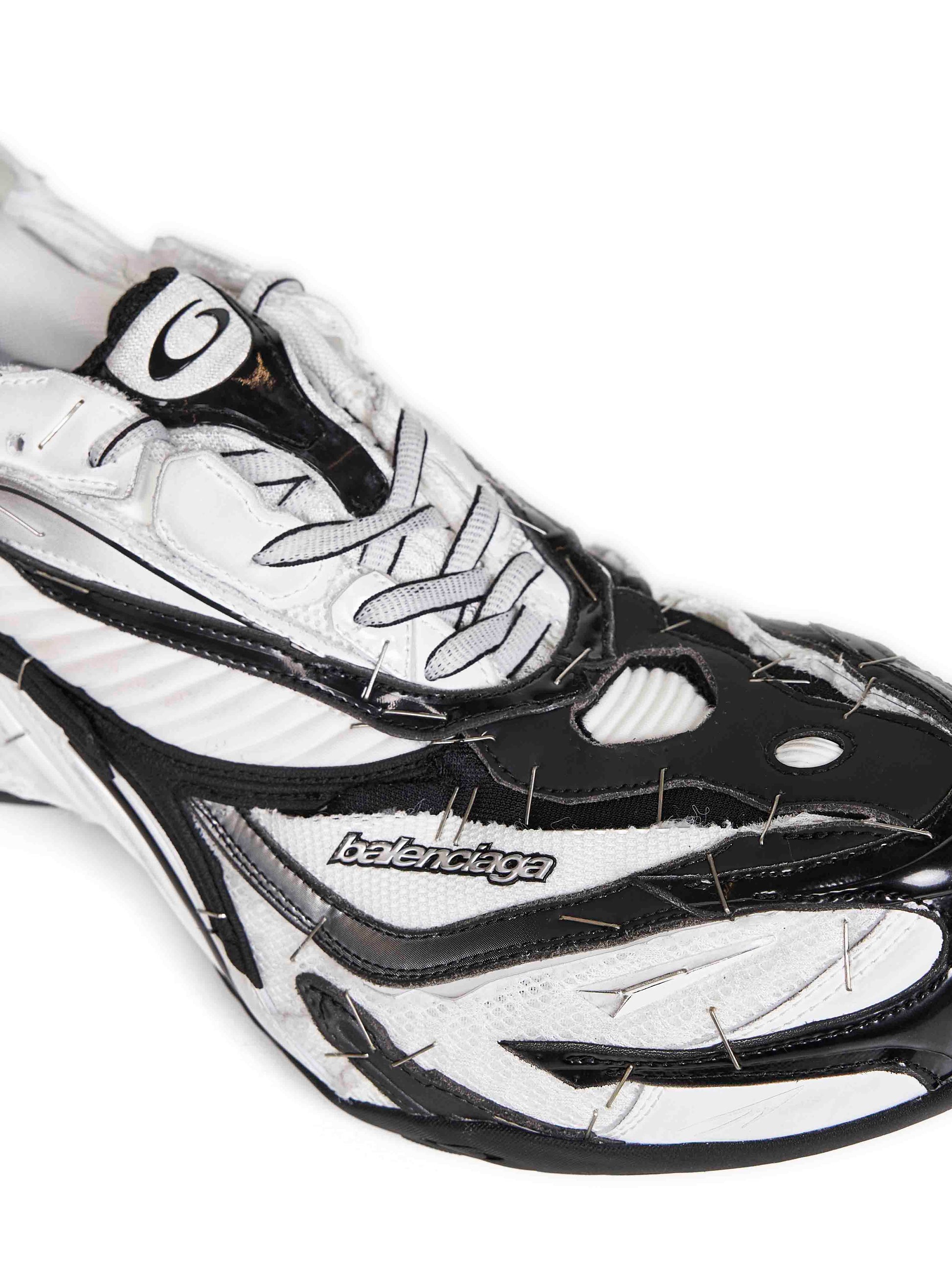 Balenciaga Men Black And White And Silver Soleless Sneakers BALENCIAGA