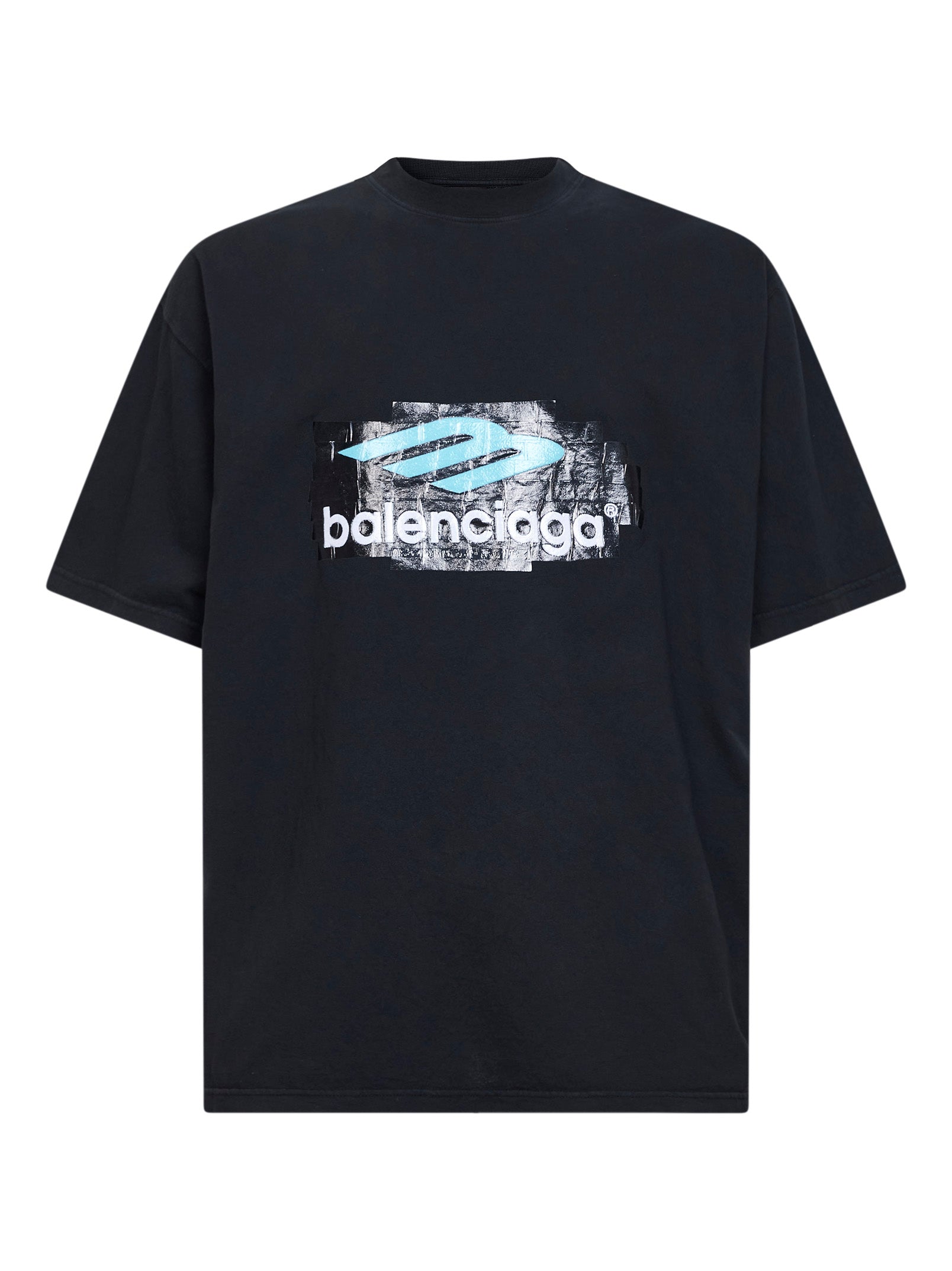 Balenciaga Men Black Jersey Oversized T-Shirt BALENCIAGA