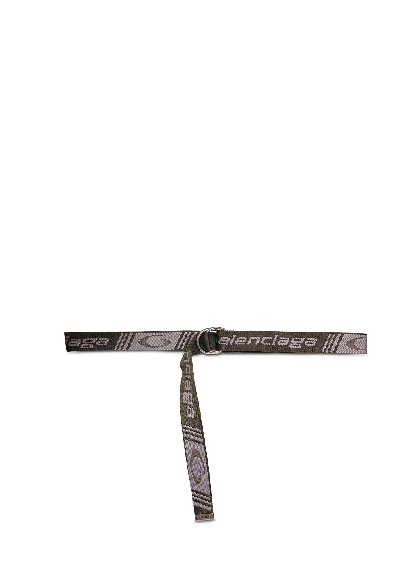 Balenciaga Men Khaki And Grey Jacquard Canvas D Ring Belt BALENCIAGA