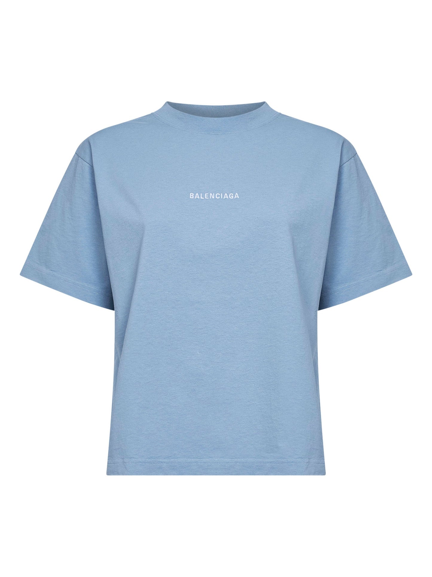 Balenciaga Women Light Blue Balenciaga Back T-Shirt Medium Fit BALENCIAGA
