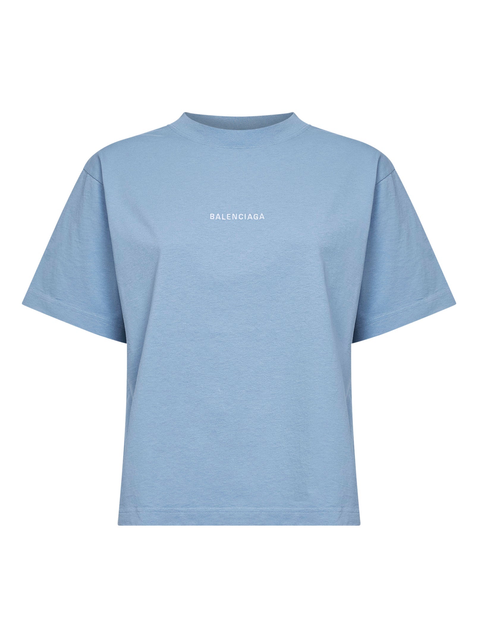 Balenciaga Women Light Blue Balenciaga Back T-Shirt Medium Fit BALENCIAGA
