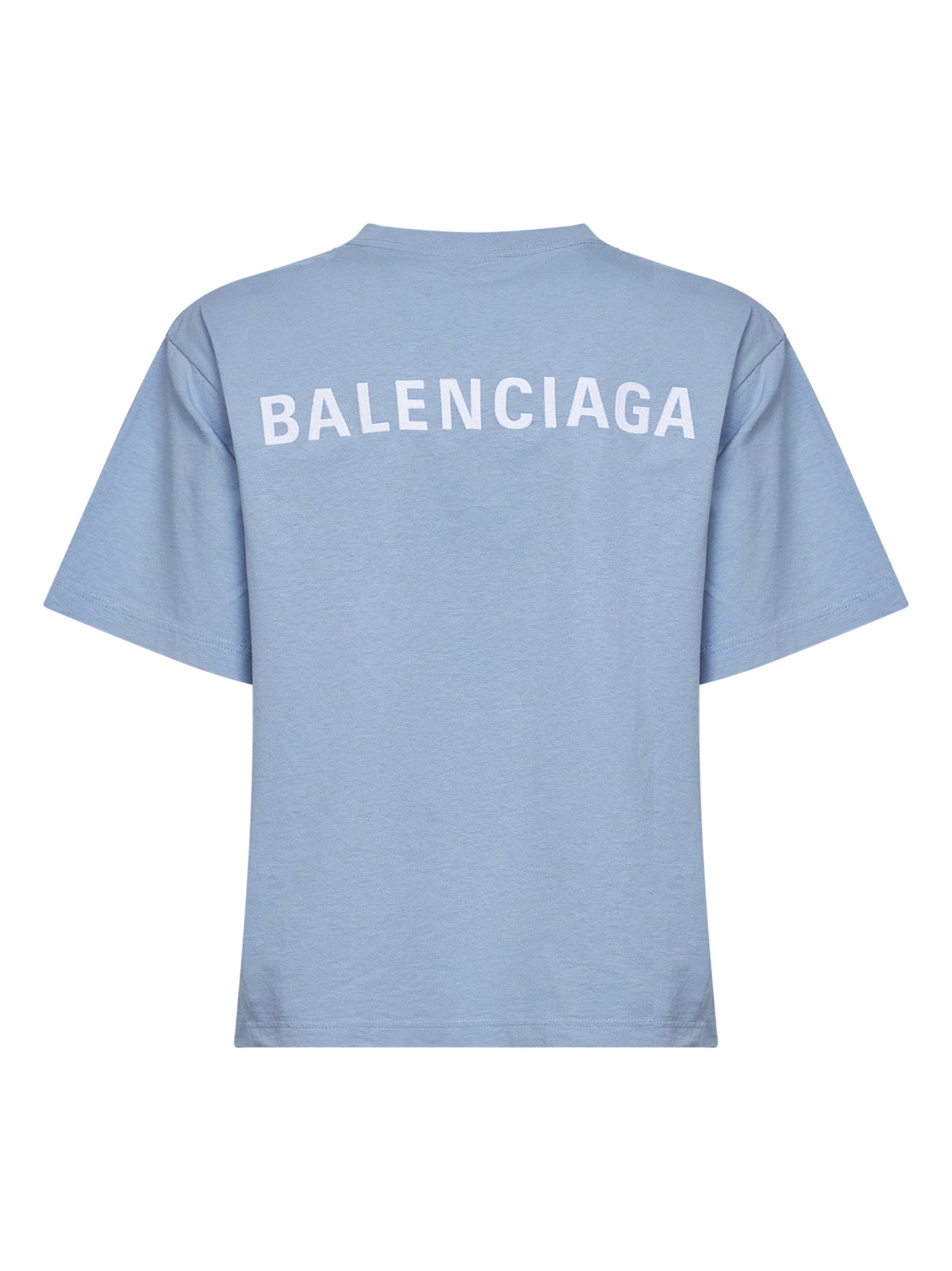 Balenciaga Women Light Blue Balenciaga Back T-Shirt Medium Fit BALENCIAGA