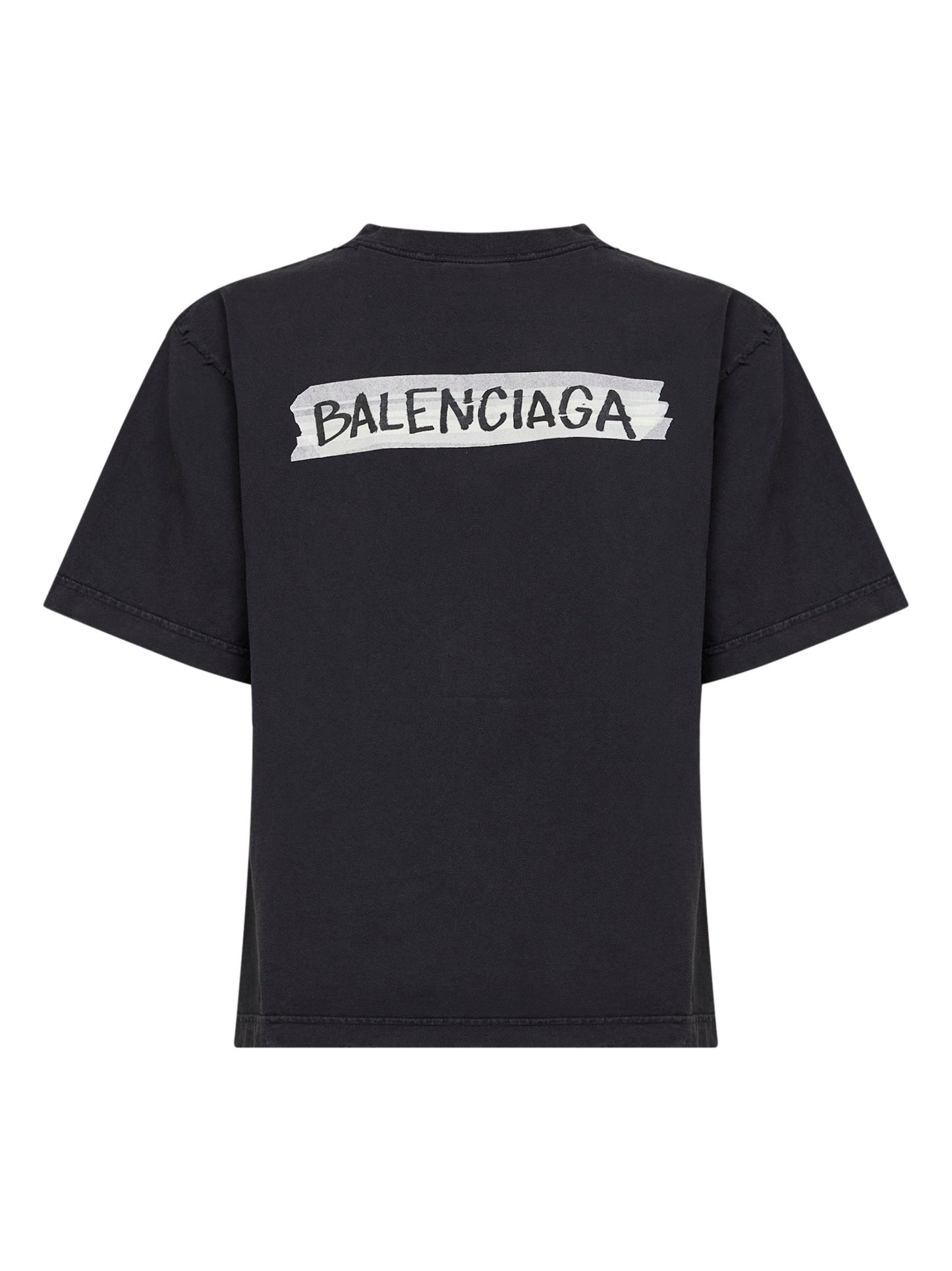 Balenciaga Women Faded Black Masking Tape T-Shirt Medium Fit BALENCIAGA