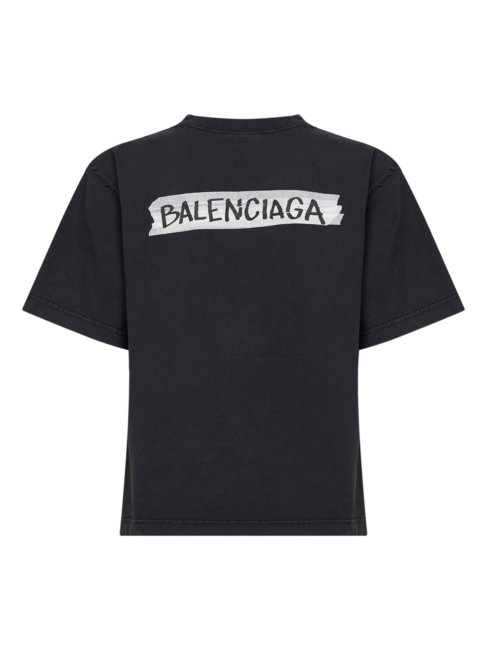 Balenciaga Women Faded Black Masking Tape T-Shirt Medium Fit BALENCIAGA