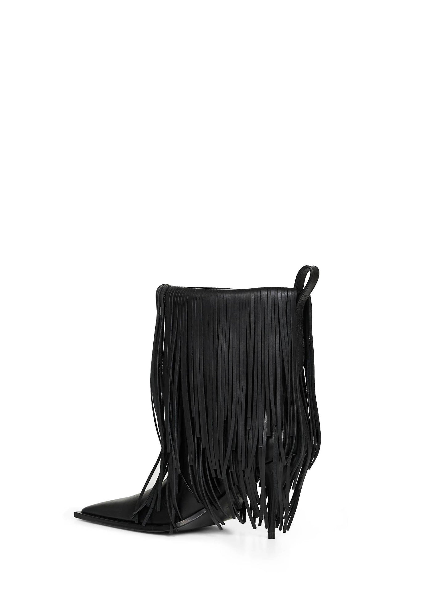Balenciaga Women Black Avenue Fringe 90Mm Ankle Boots BALENCIAGA