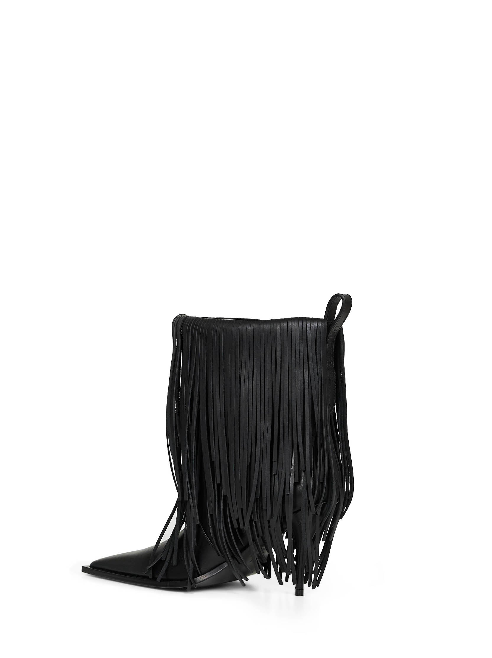 Balenciaga Women Black Avenue Fringe 90Mm Ankle Boots BALENCIAGA