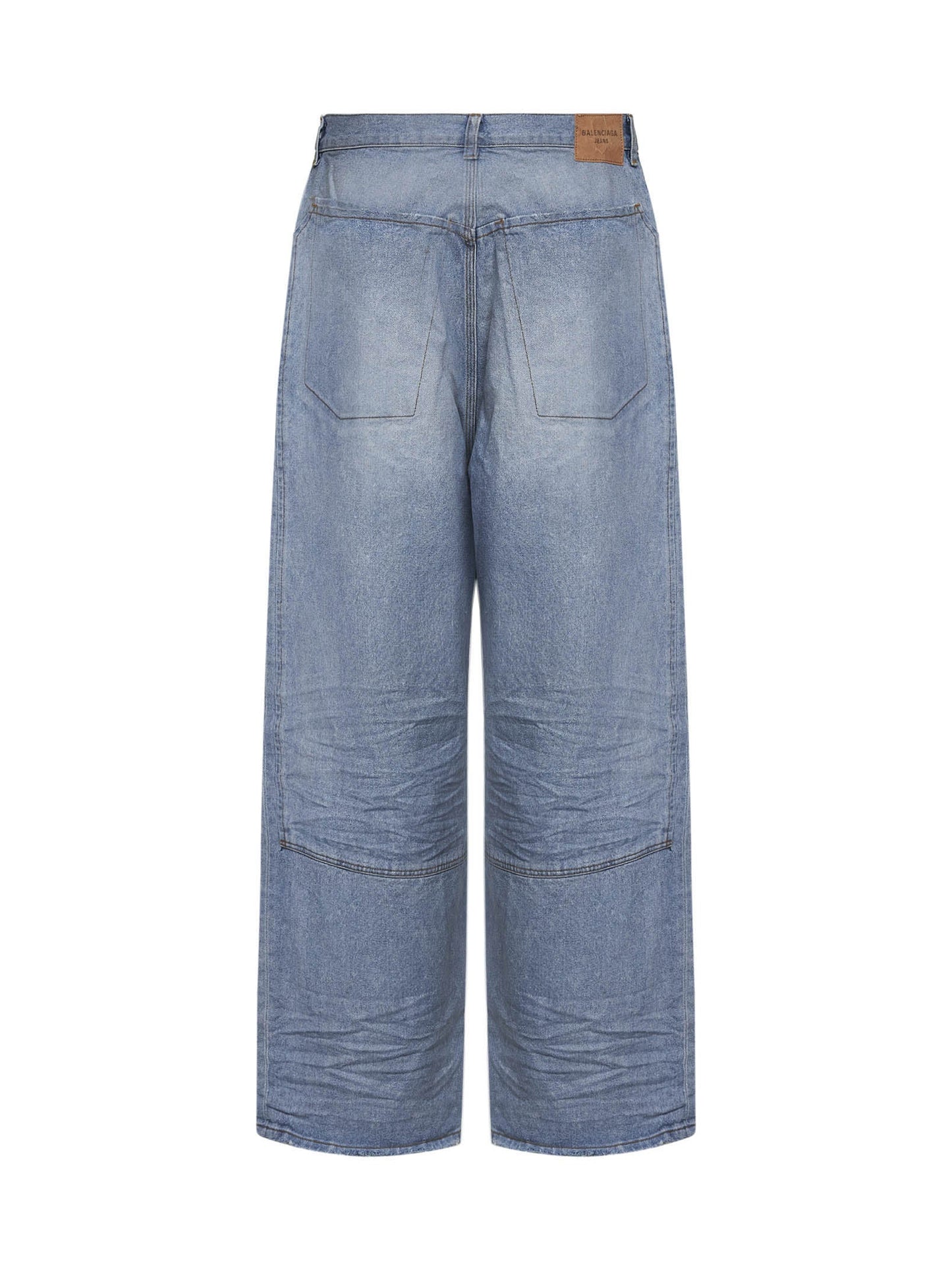Balenciaga Men Light Blue Cotton Denim Baggy Minimal Jeans BALENCIAGA