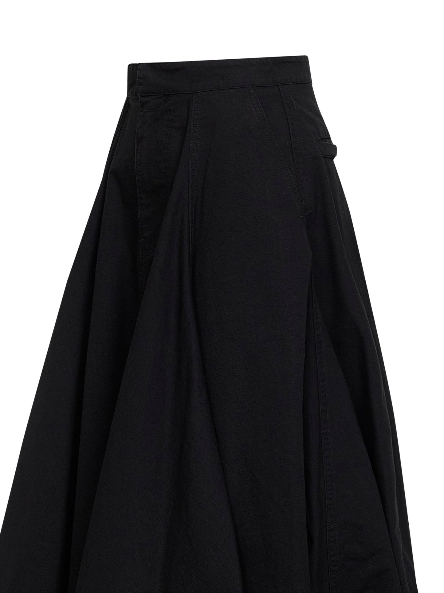 Balenciaga Women Black Cotton Ripstop Godet Maxi Skirt BALENCIAGA