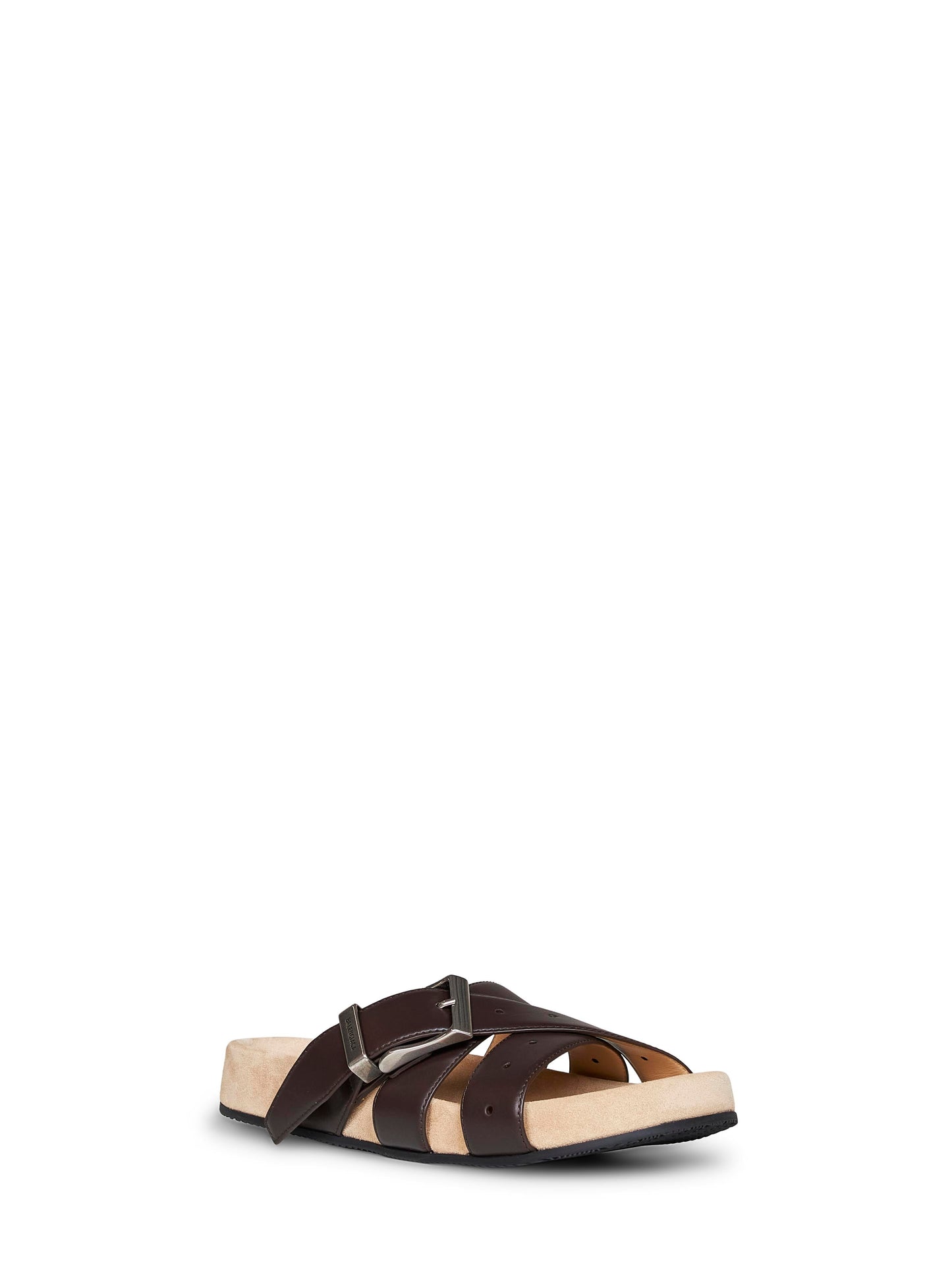 Balenciaga Men Black Calf Leather Belt Mules BALENCIAGA