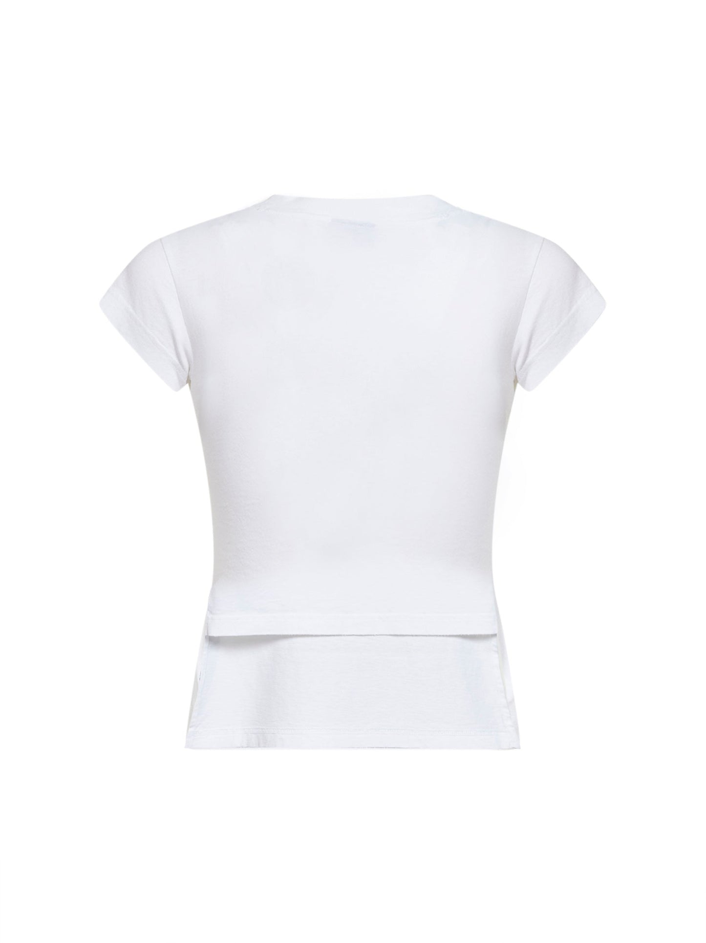 Balenciaga Women White Messy Spray Chopped Back T-Shirt BALENCIAGA