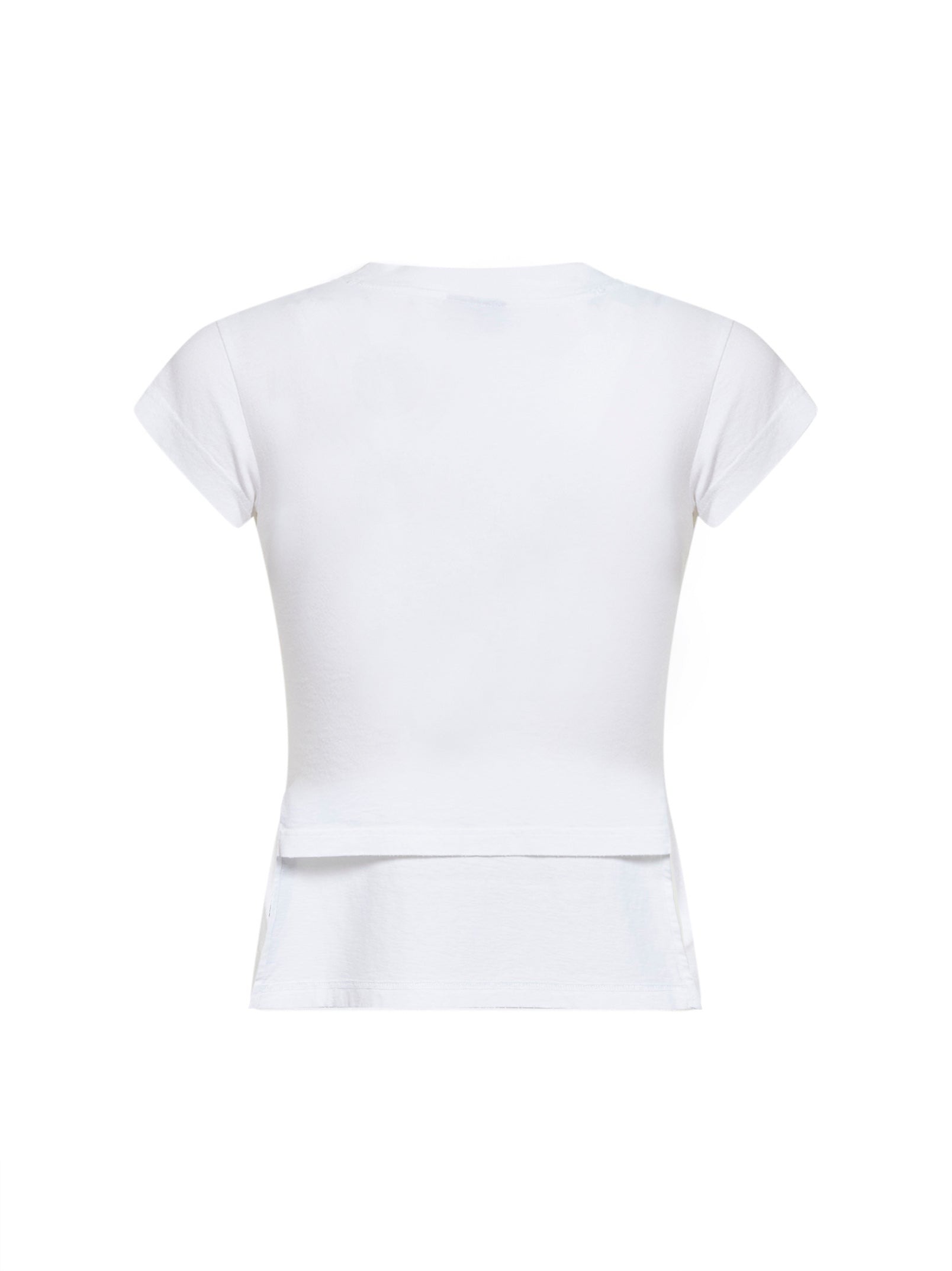 Balenciaga Women White Messy Spray Chopped Back T-Shirt BALENCIAGA