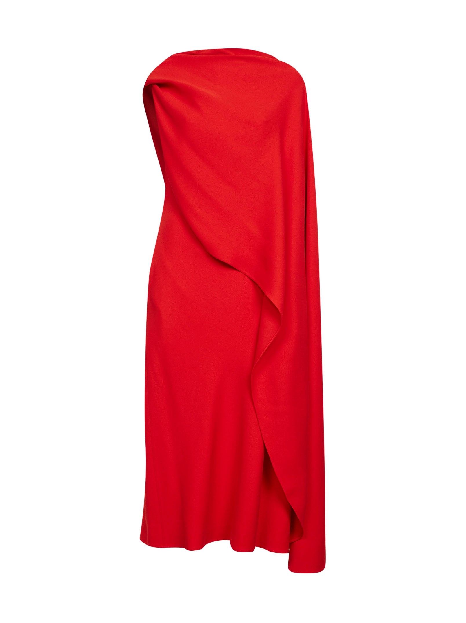 Balenciaga Women Sunset Red Silk And Wool Crepe Draped Dress BALENCIAGA