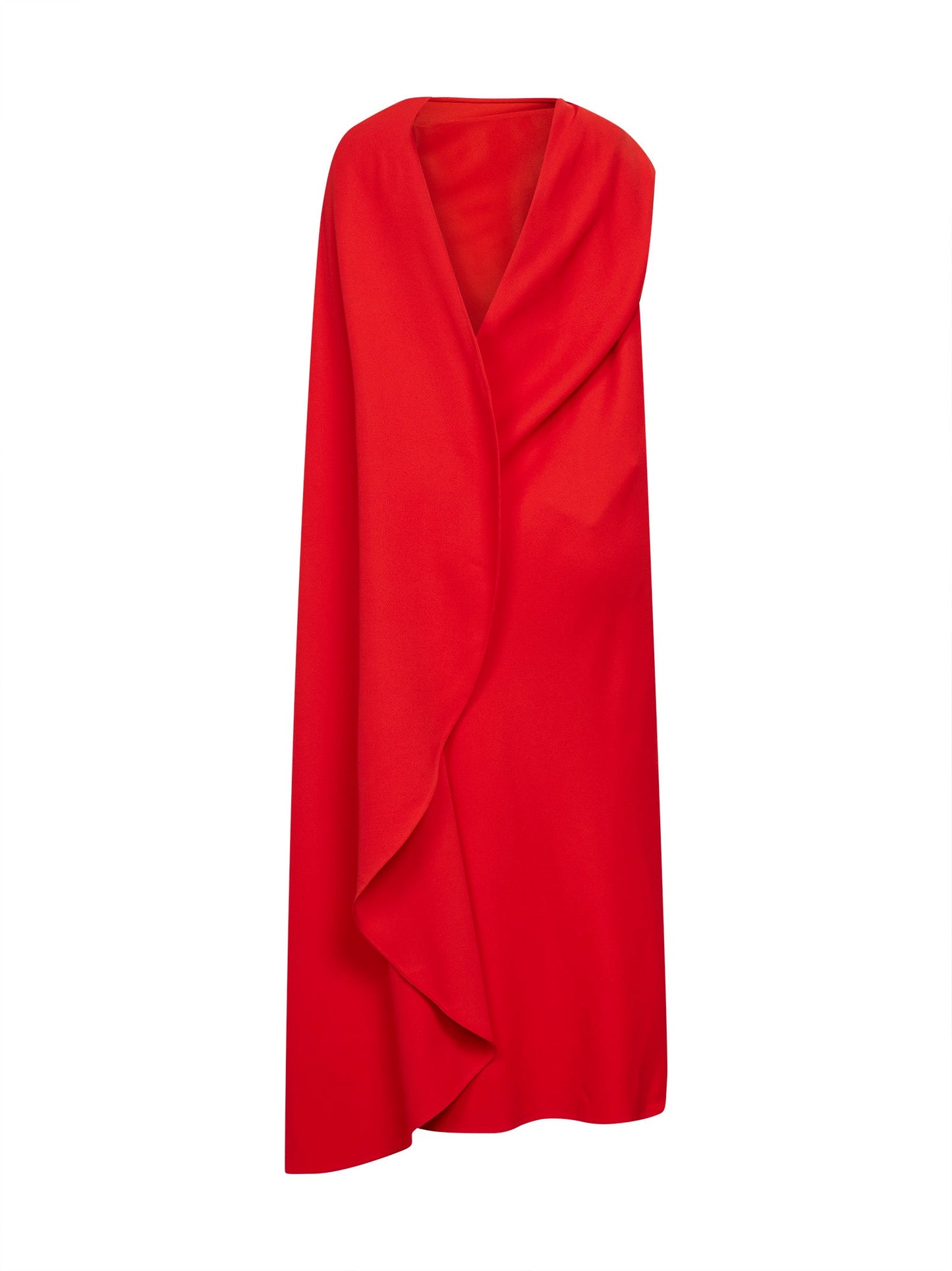 Balenciaga Women Sunset Red Silk And Wool Crepe Draped Dress BALENCIAGA
