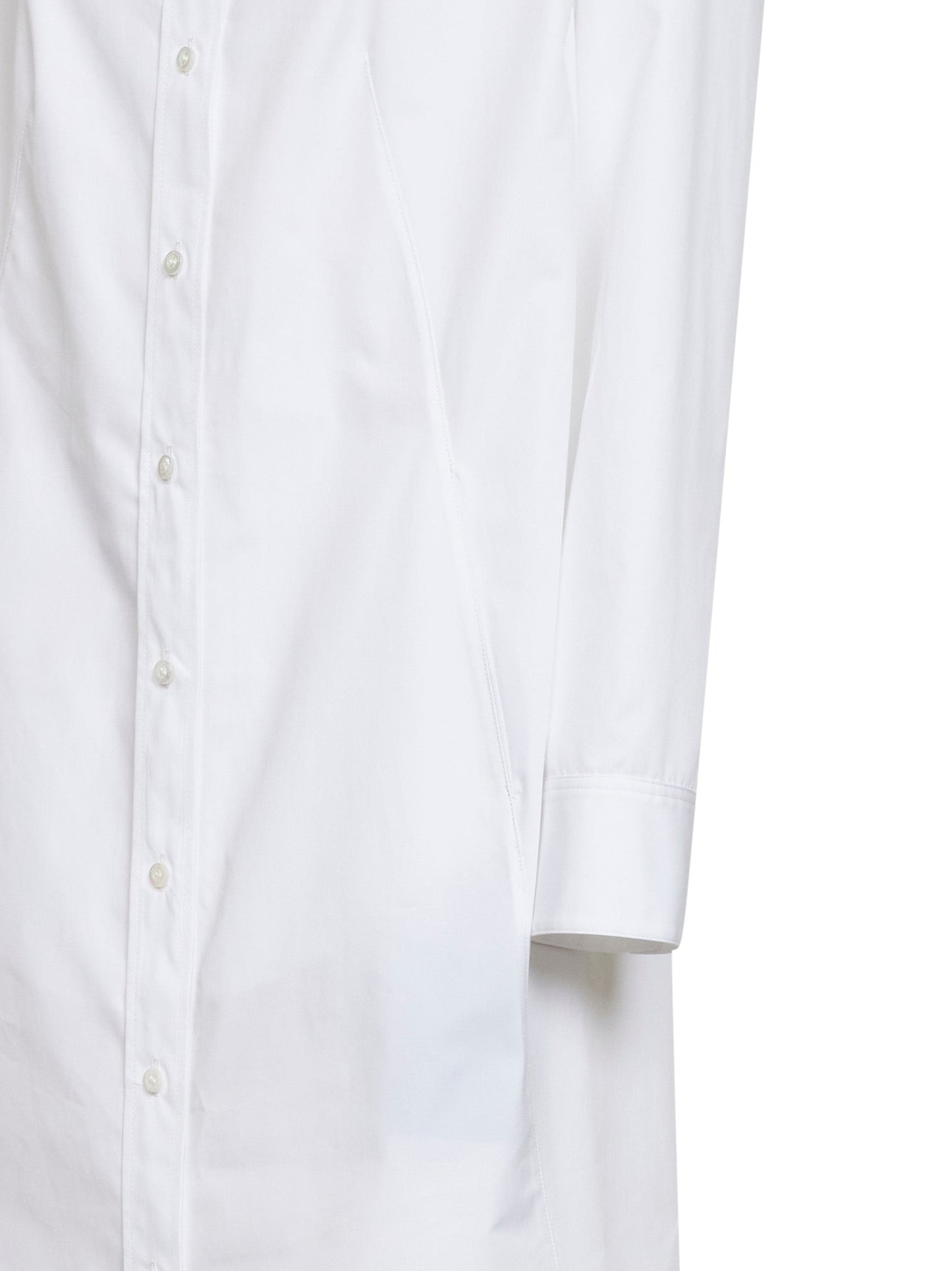 Balenciaga Women White Poplin Draped Back Shirt Dress BALENCIAGA